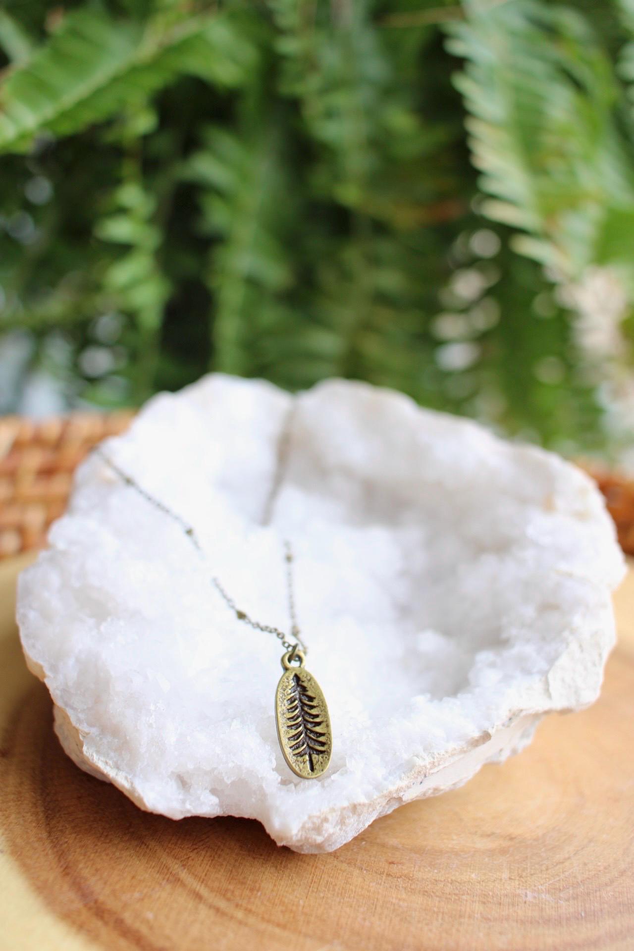 Dainty Bronze Pine Tree Charm Necklace