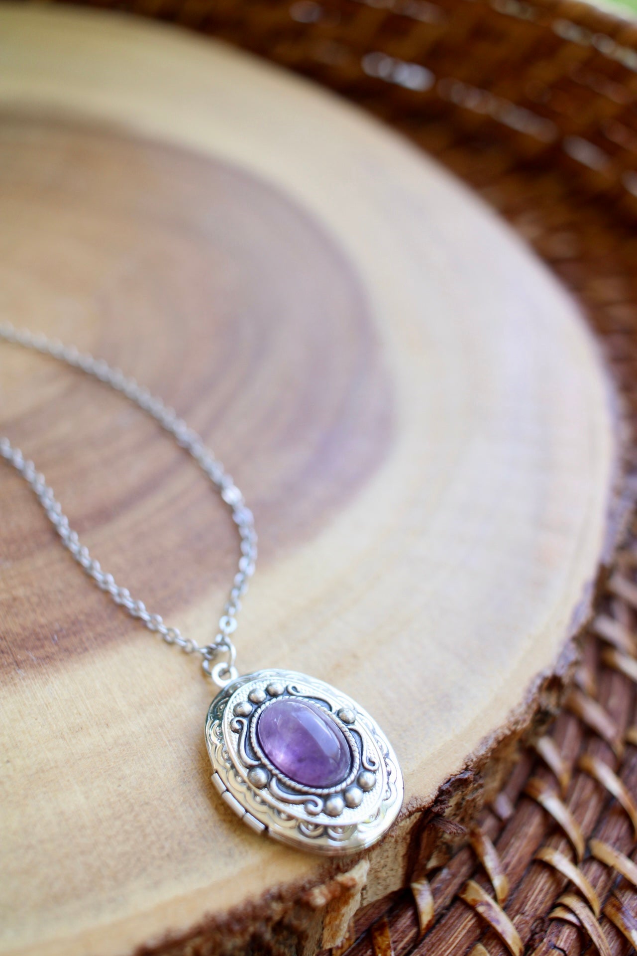 Natural Gemstone Locket Necklace