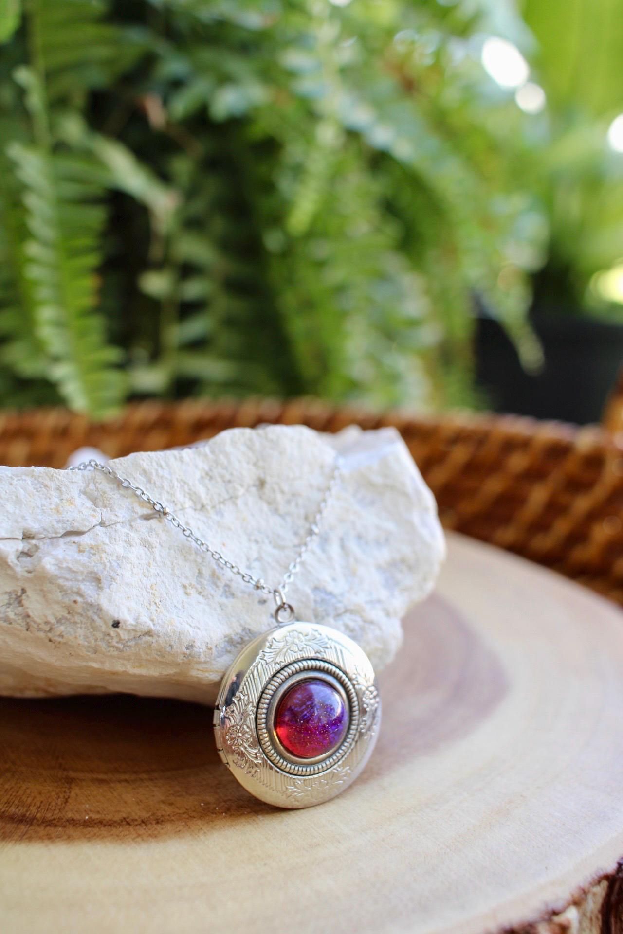 Fire Opal Locket Necklace