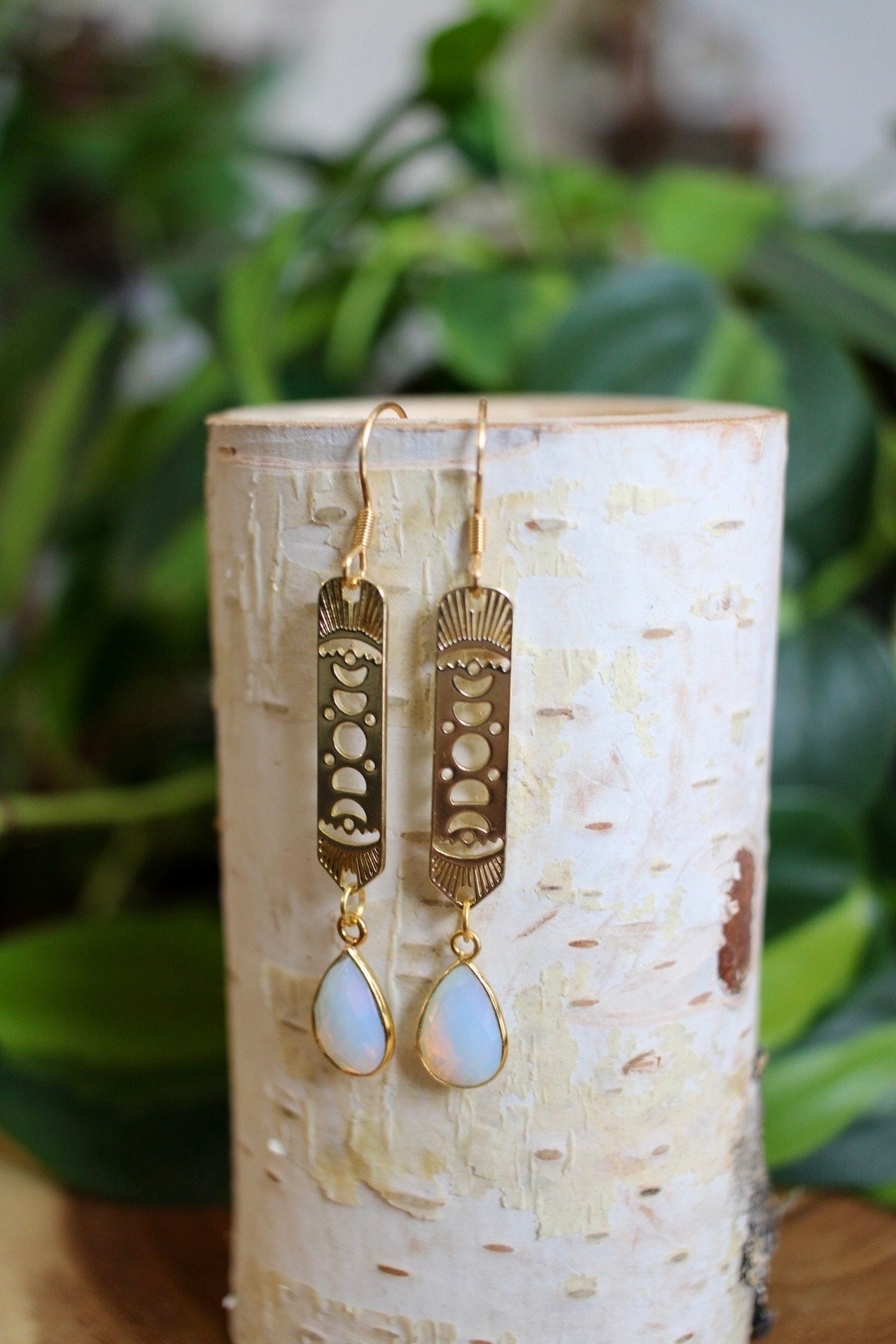 Moon Phase Opalite Dangle Earrings