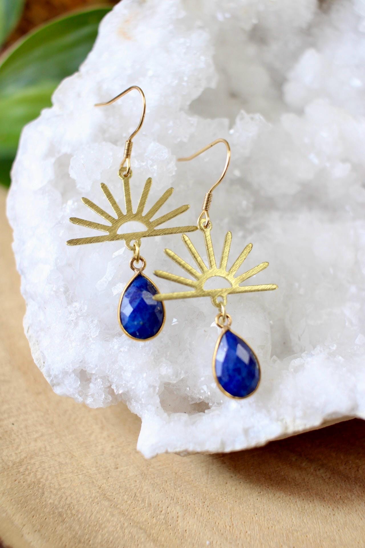 Lapis Lazuli Sun Dangle Earrings