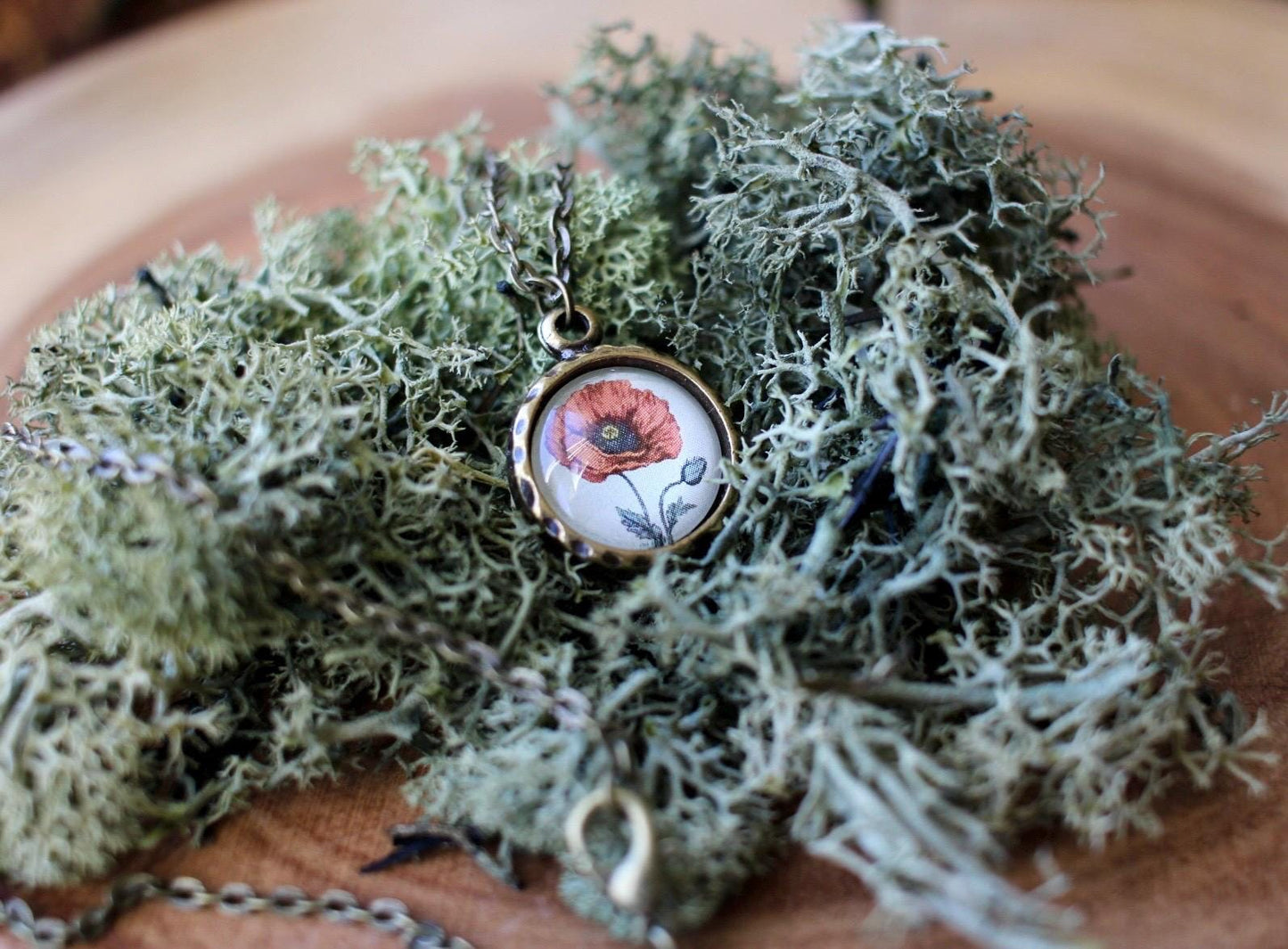 Dainty Poppy Pendant Necklace