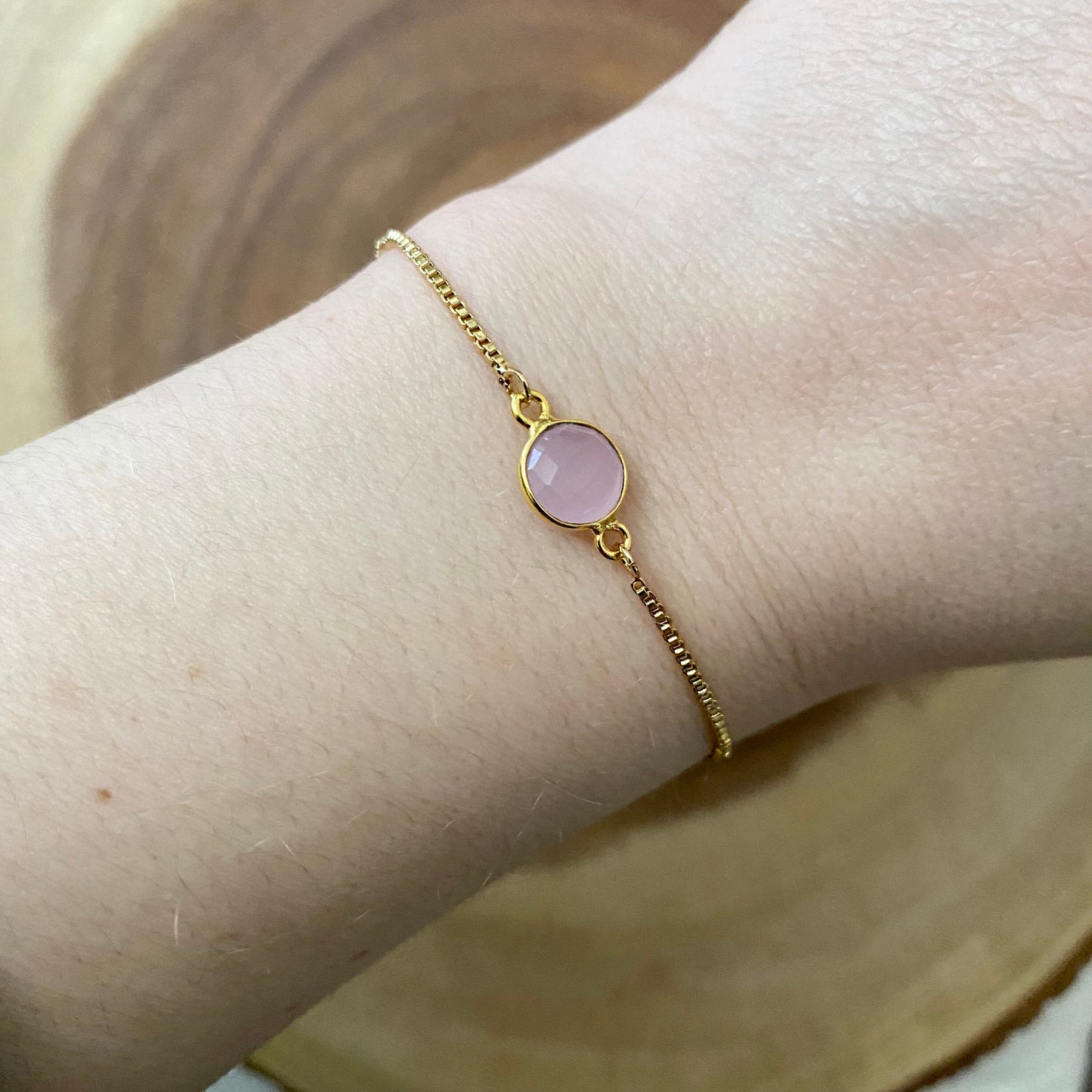 Rose Chalcedony Gold Bracelet