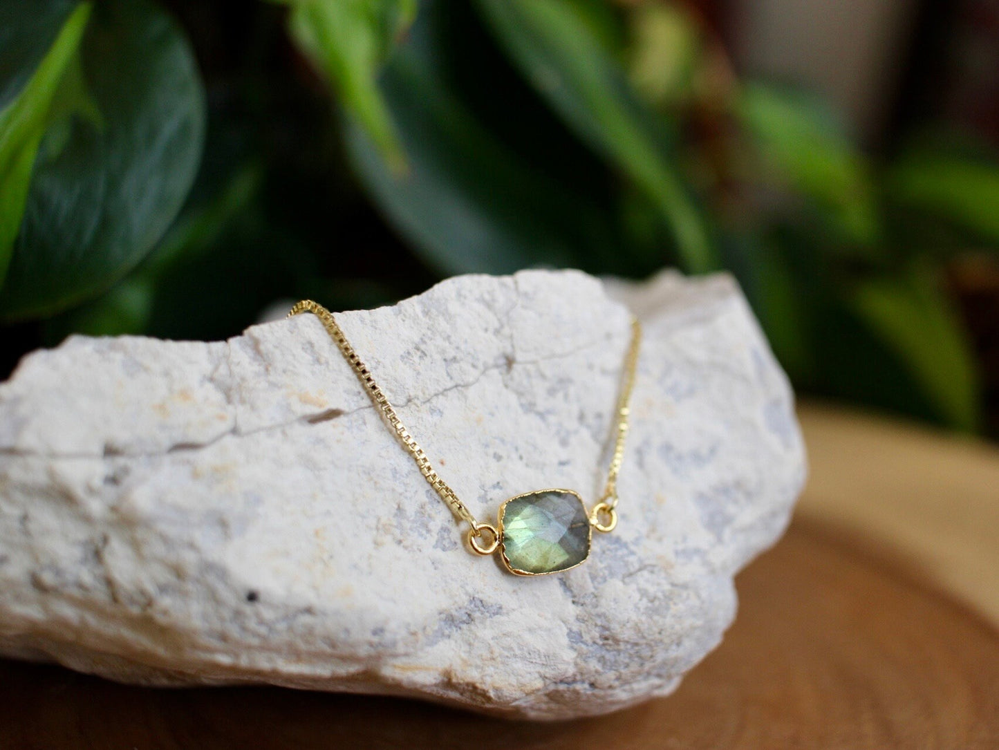 Gold Electroplated Labradorite Bracelet