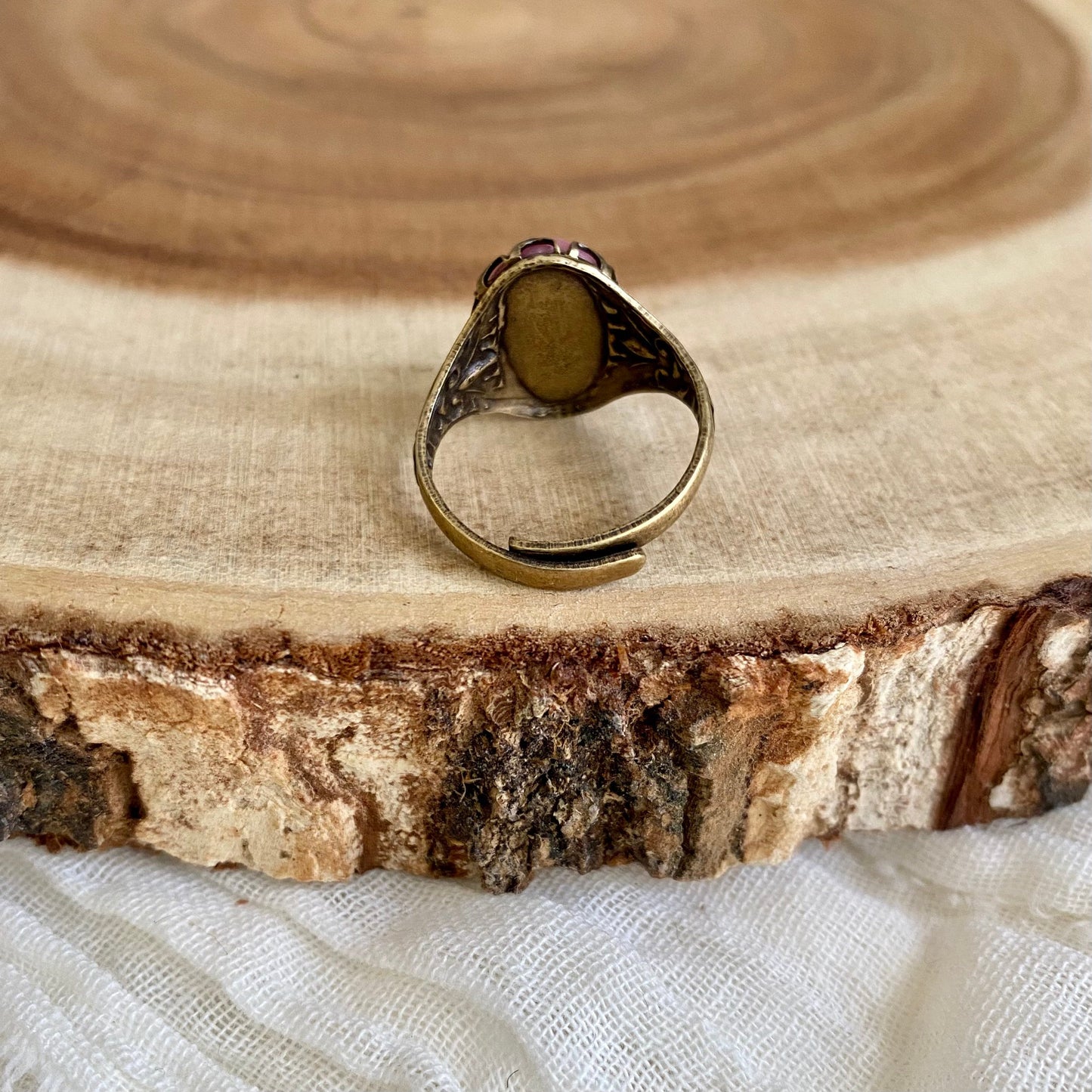 Brass Rhodonite Natural Gemstone Ring