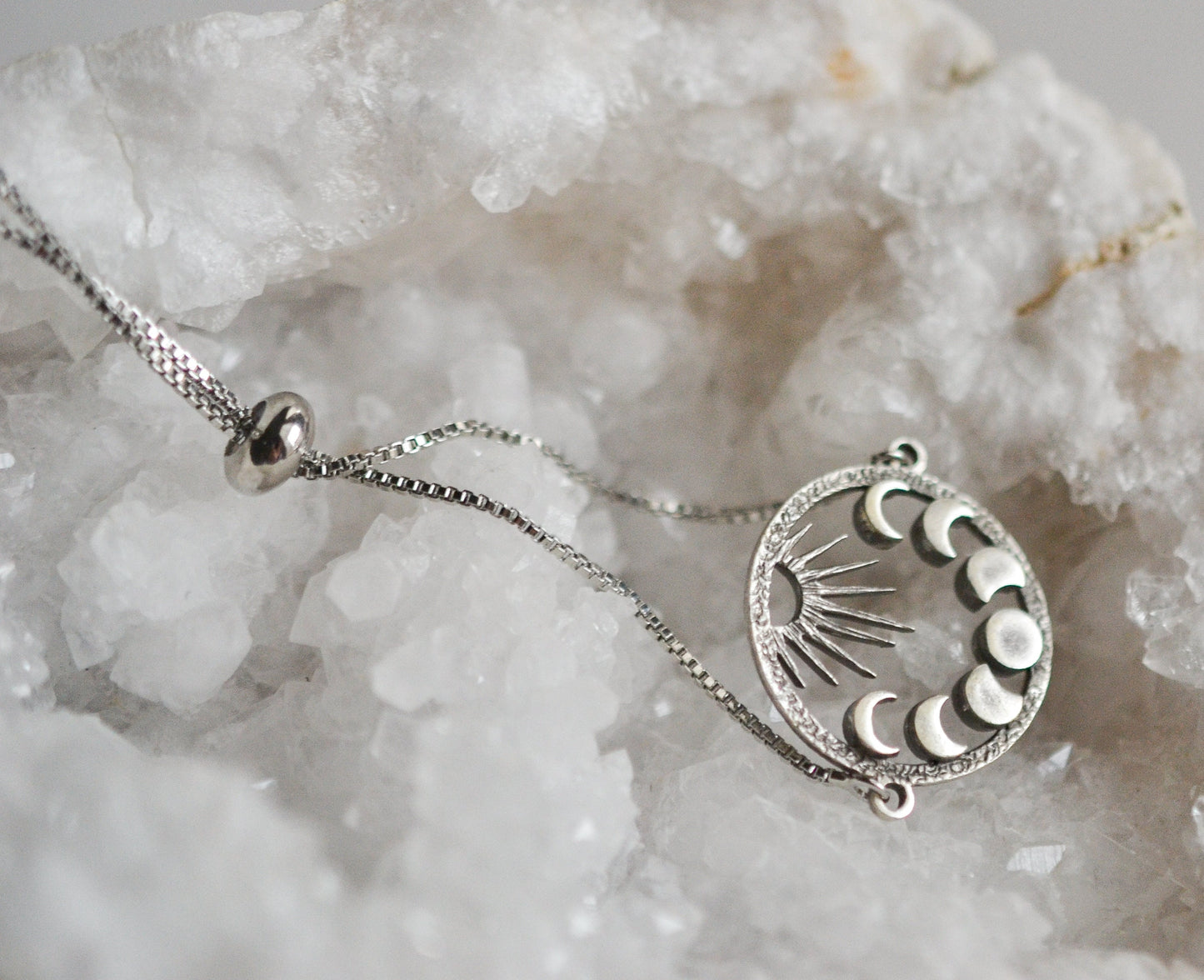 Sun and Moon Phases Silver Bracelet