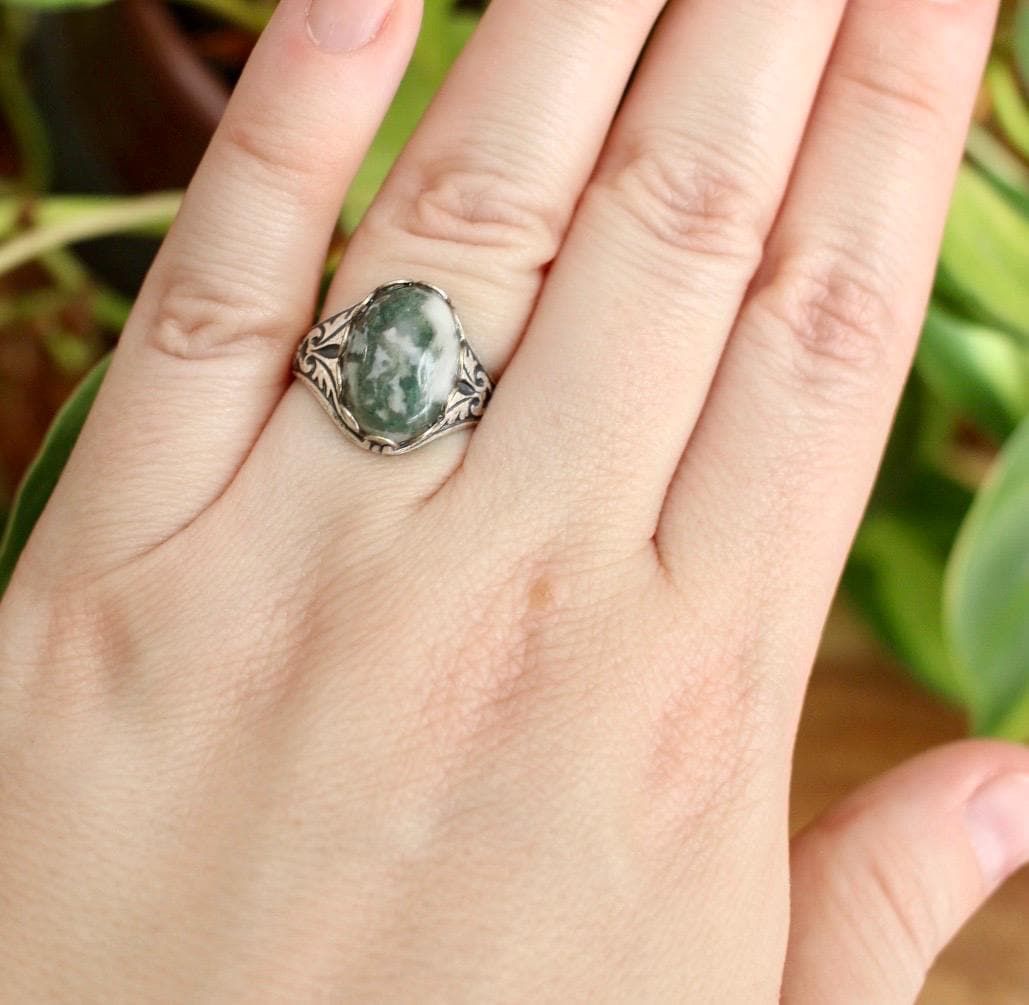 Tree Agate Adjustable Ring