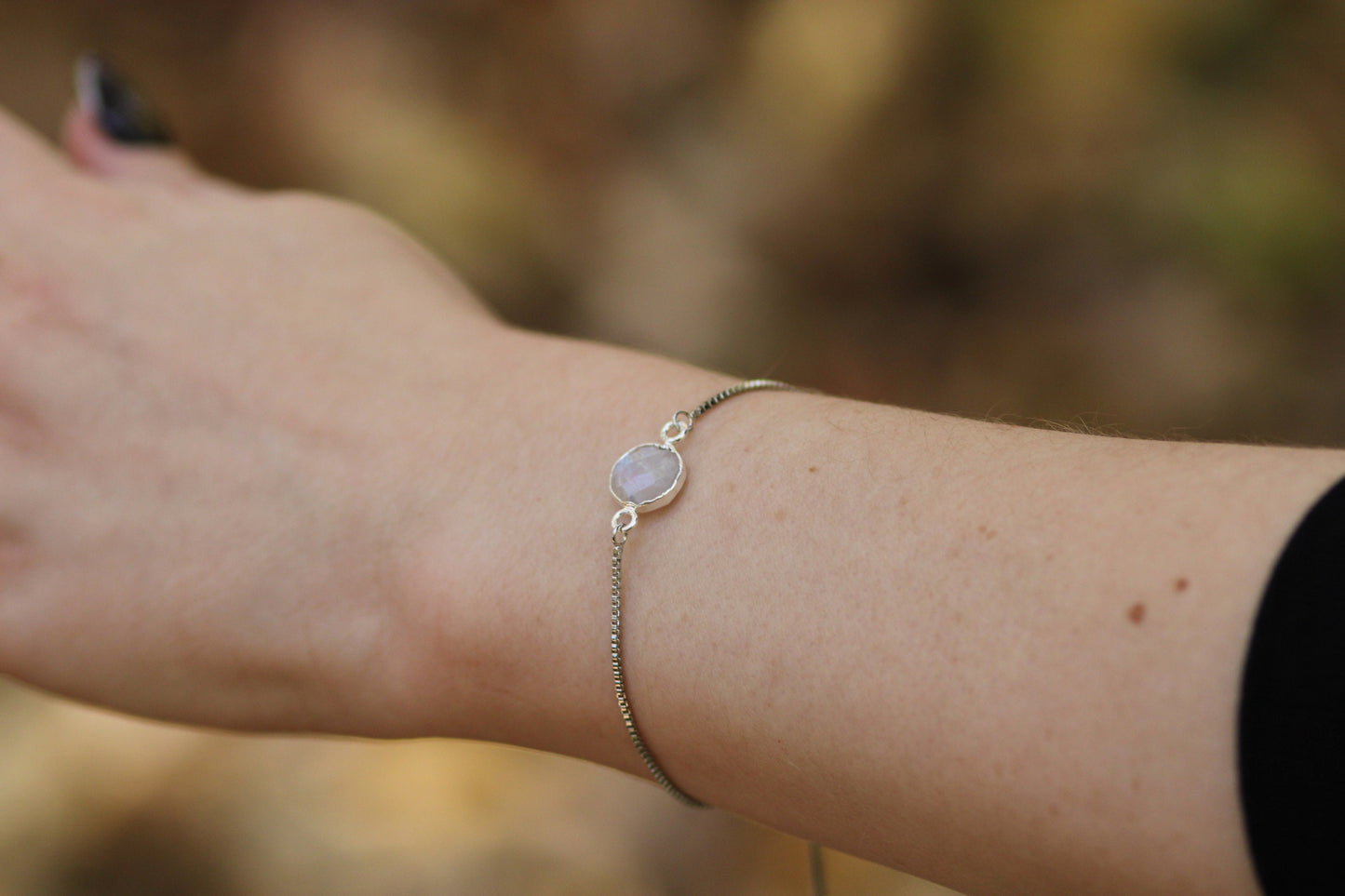 Dainty Silver Moonstone Bracelet