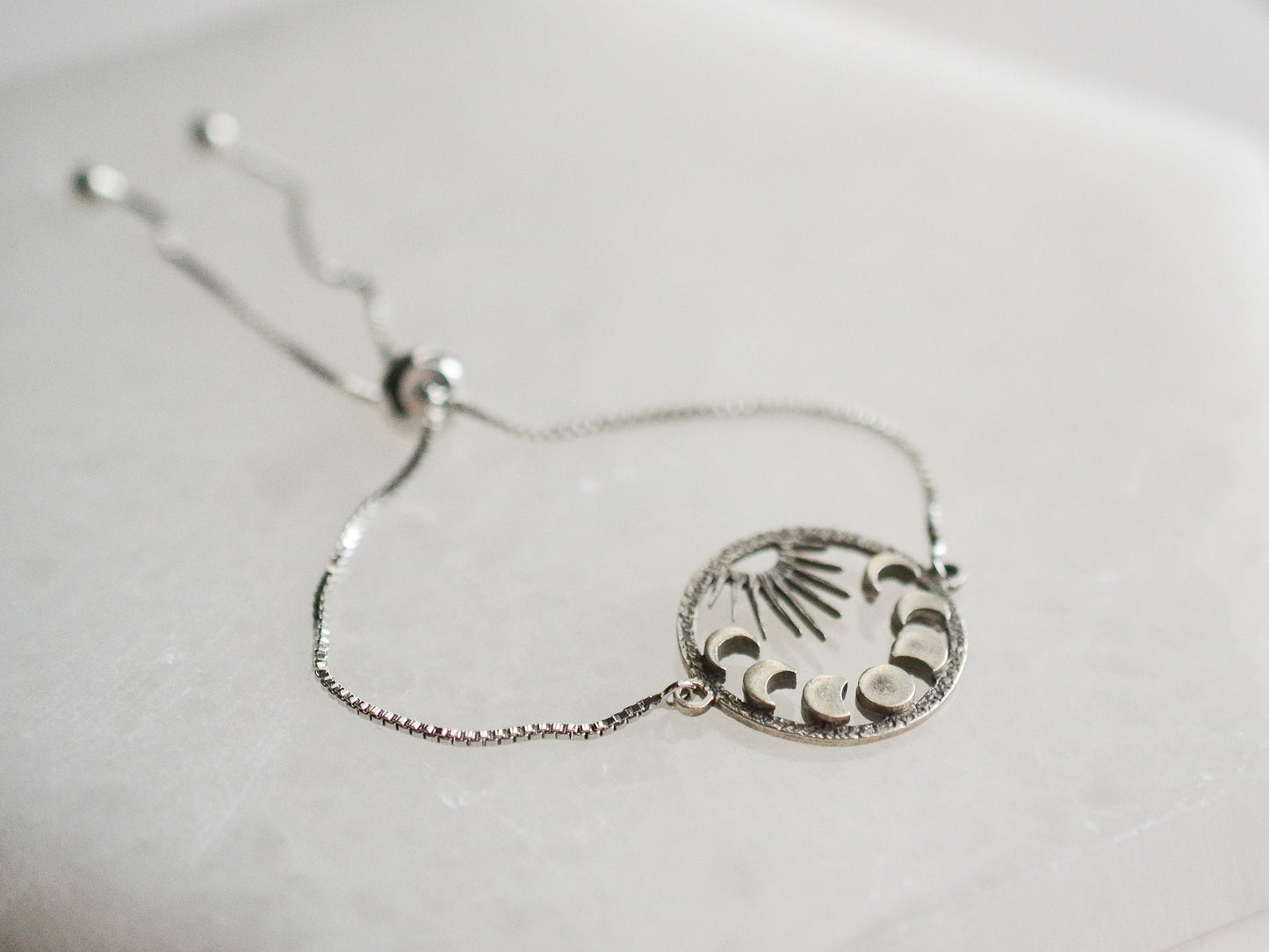 Sun and Moon Phases Silver Bracelet
