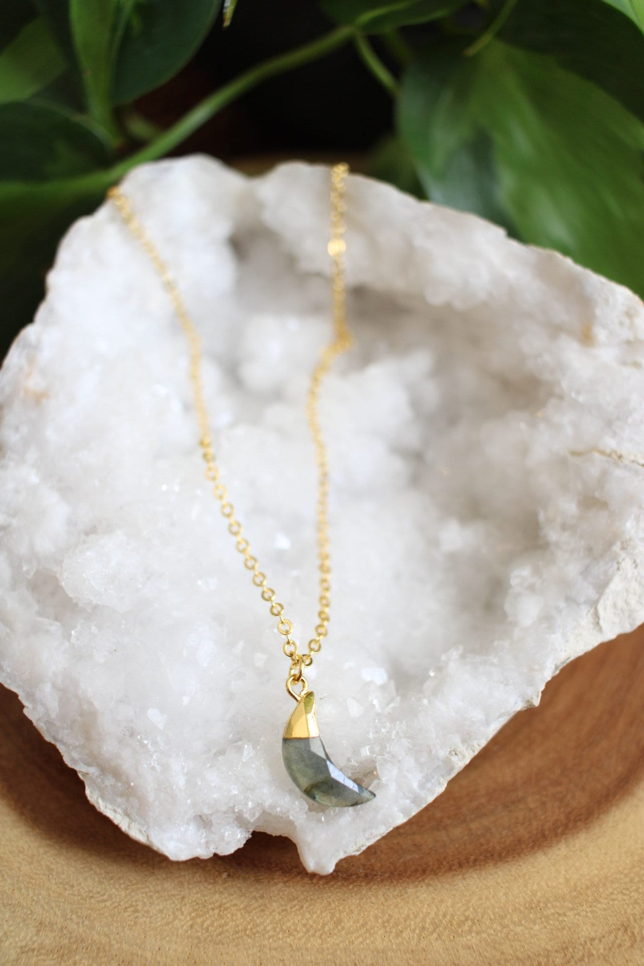 Labradorite Crystal Moon Necklace