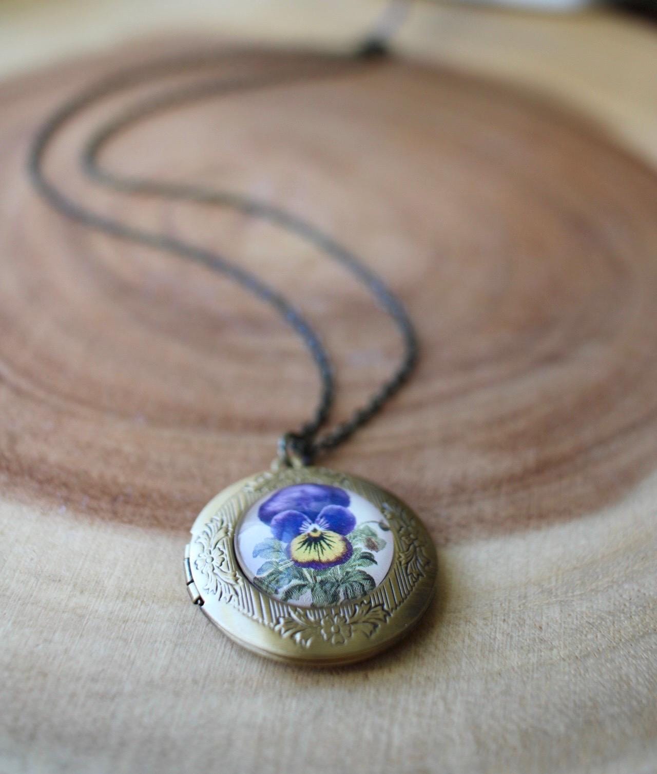 Pansy Locket Photo Necklace