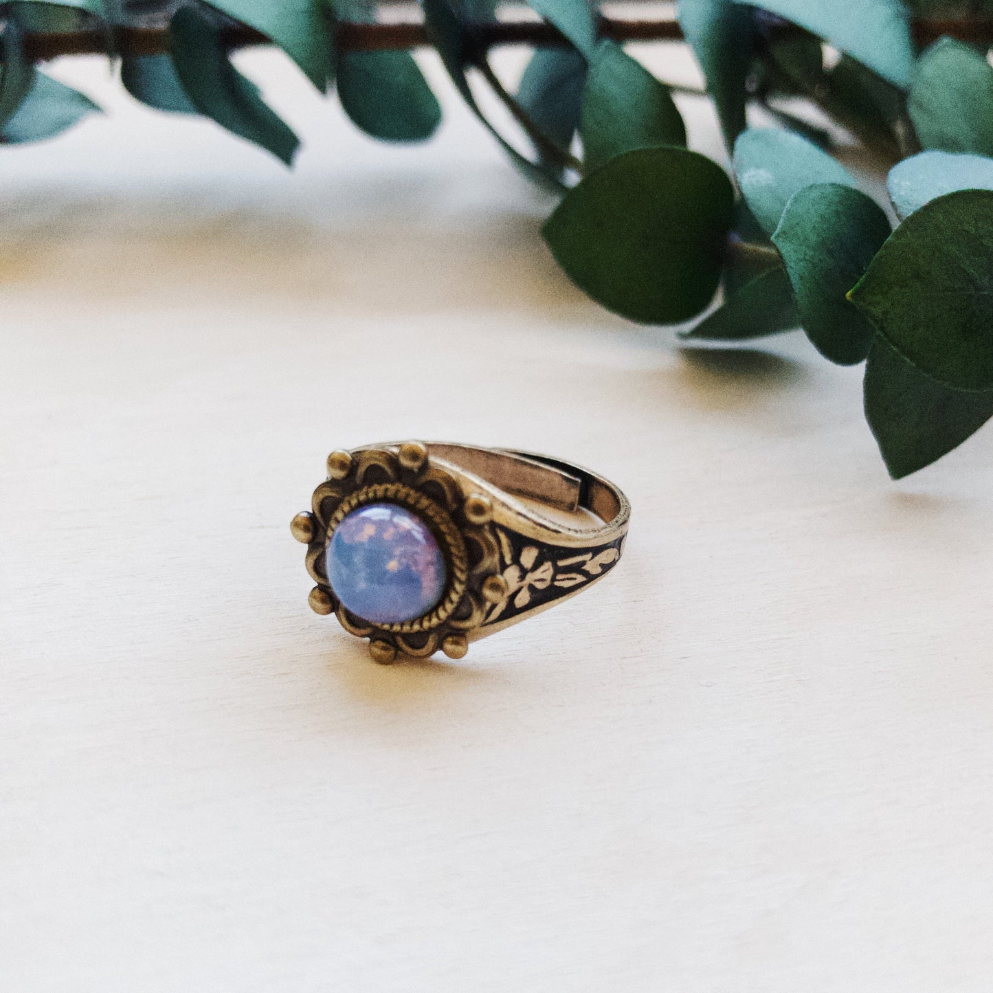 Pink Fire Opal Vintage Style Boho Ring