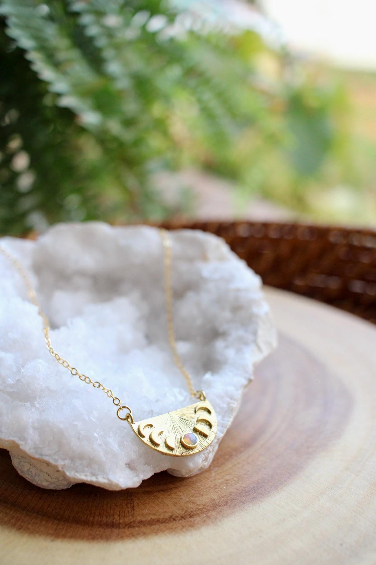 Opal Moon Phase Necklace