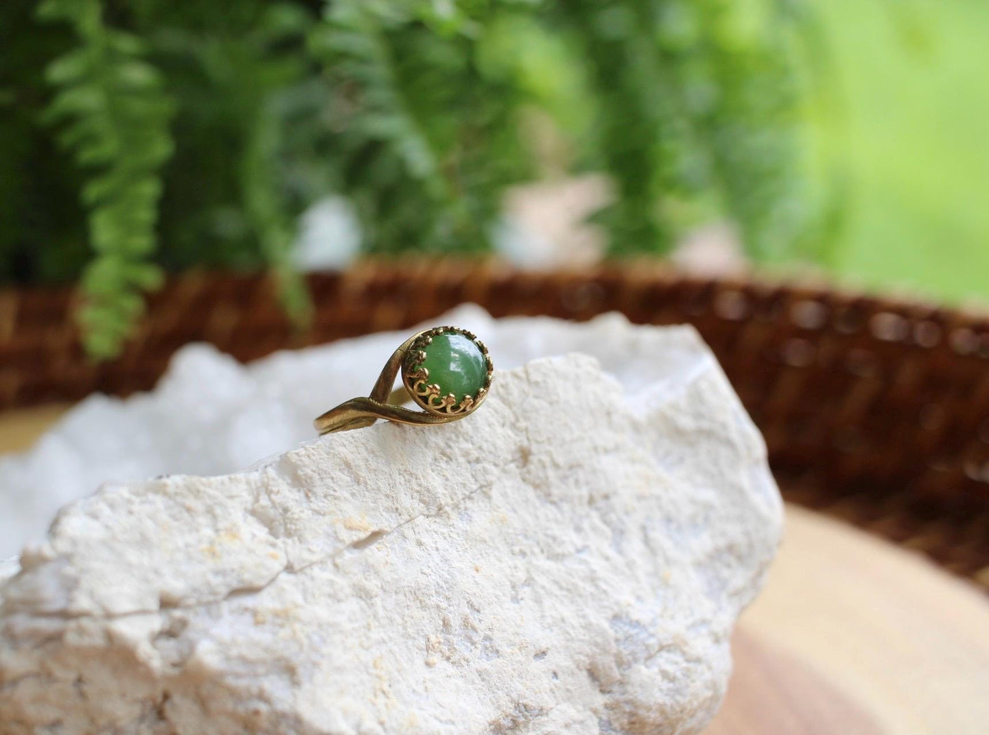 Jade Quartz Adjustable Ring