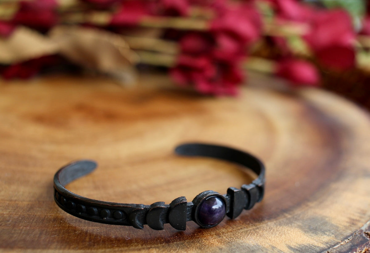 Amethyst Black Moon Phase Cuff