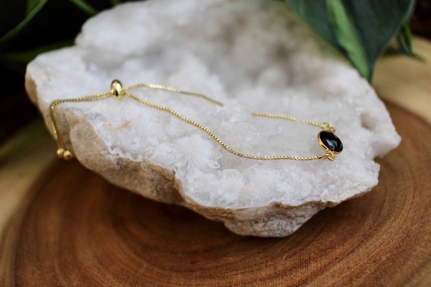 Black Onyx Gold Plated Bracelet