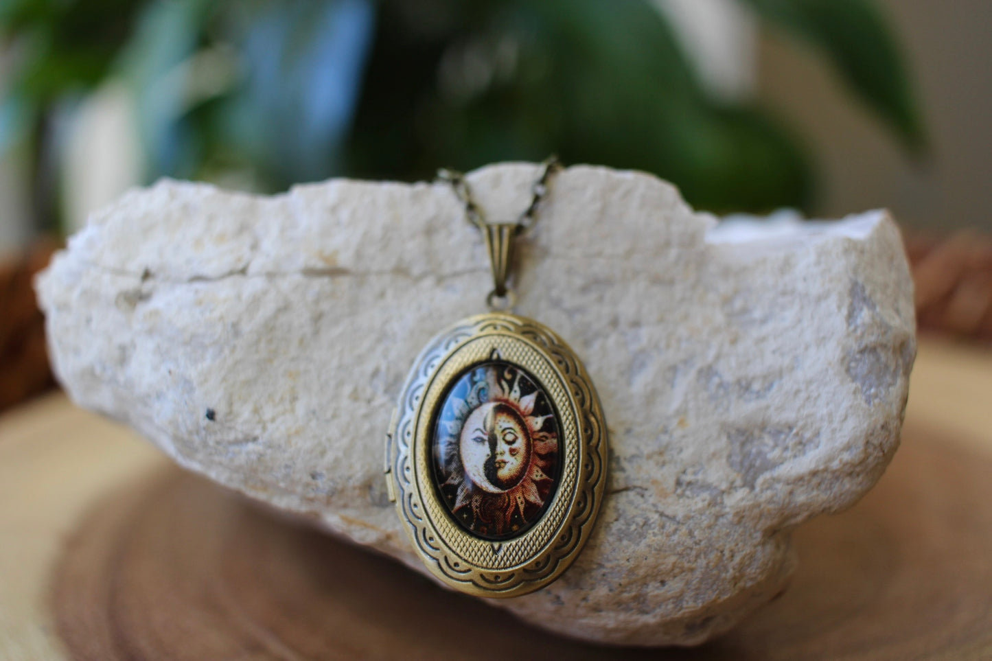 Sun & Moon Face Locket Necklace