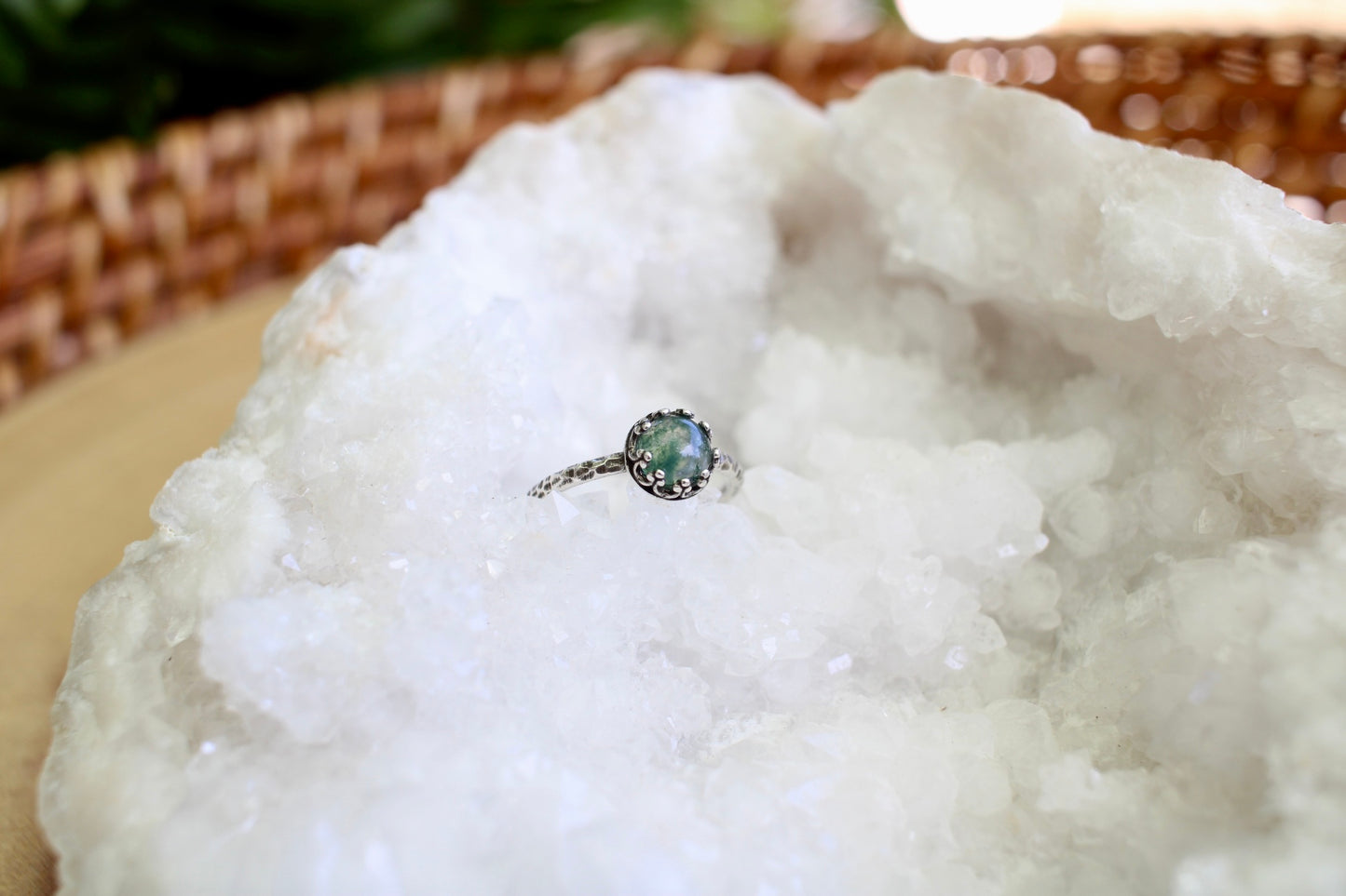 Dainty Moss Agate Ring