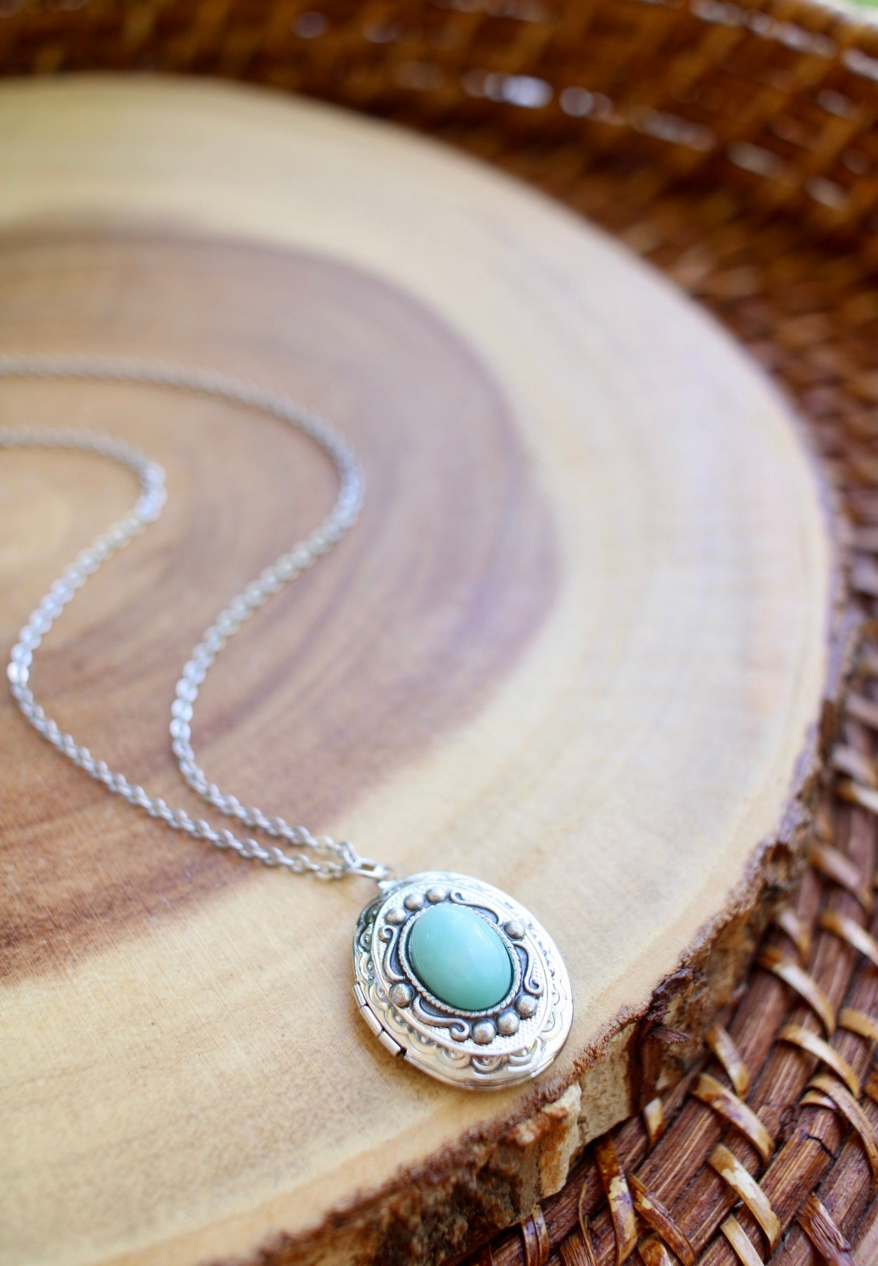 Natural Gemstone Locket Necklace