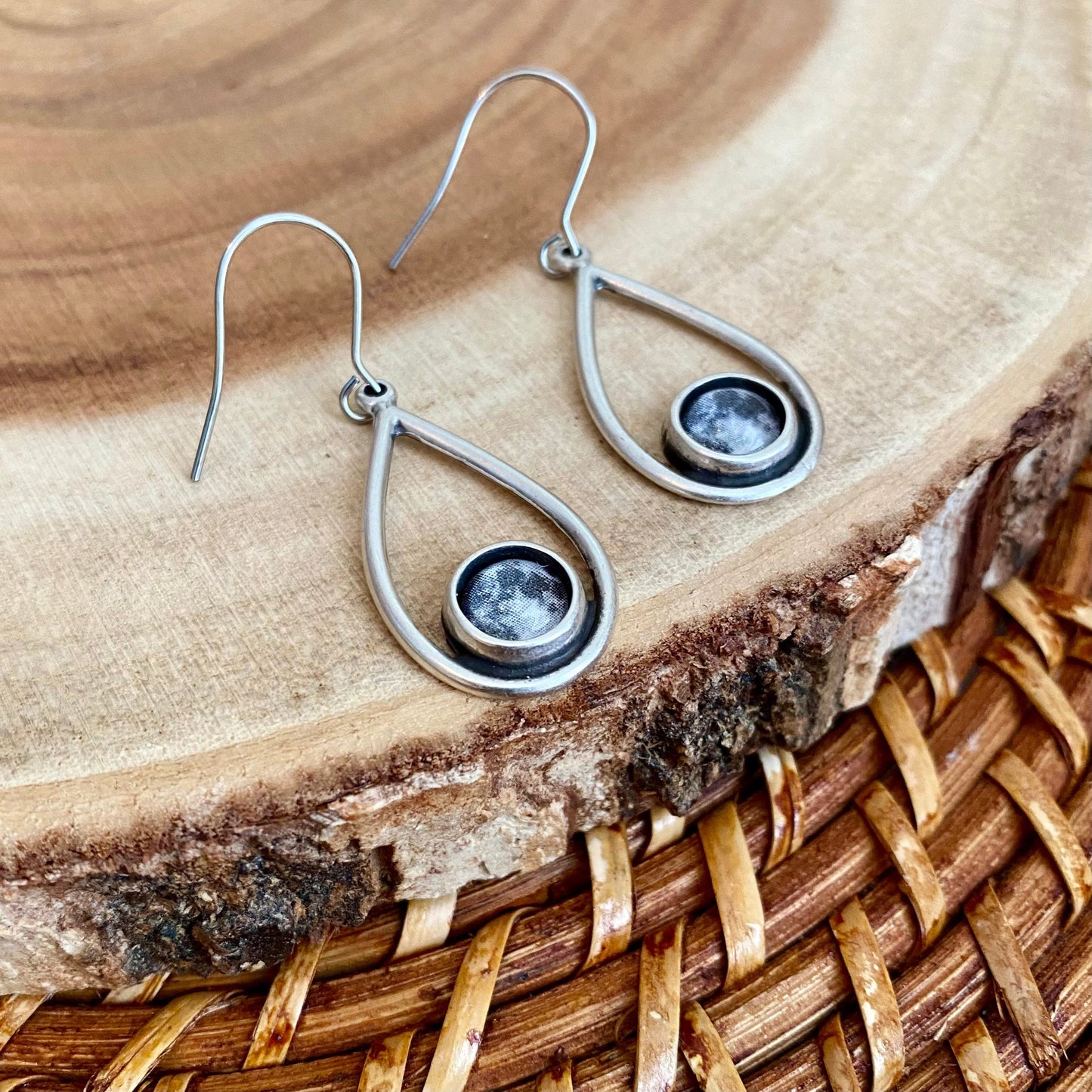 Full Moon Dangle Drop Earrings