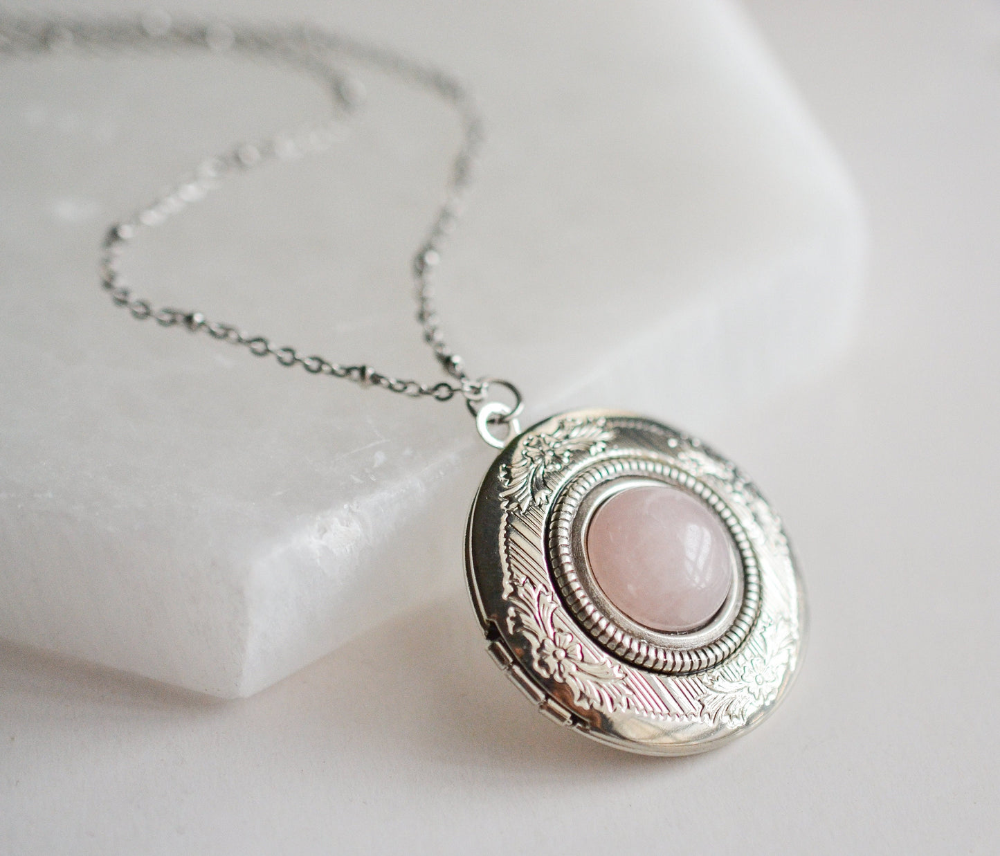 Rose Quartz Locket Necklace
