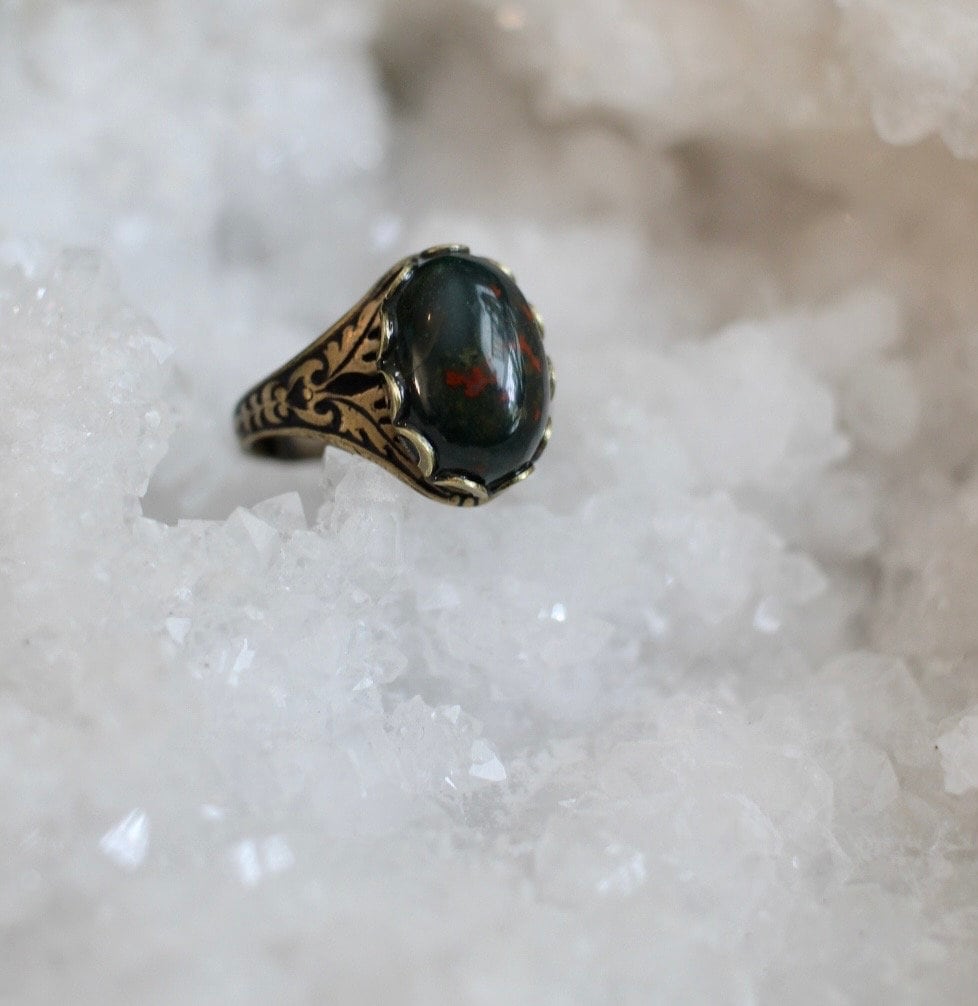 Bloodstone Adjustable Ring