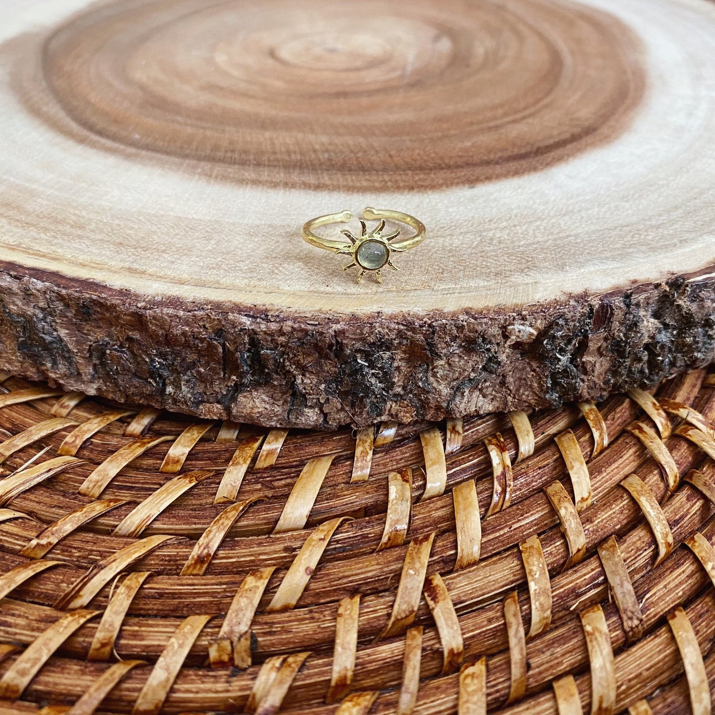 Dainty Sun Labradorite Ring