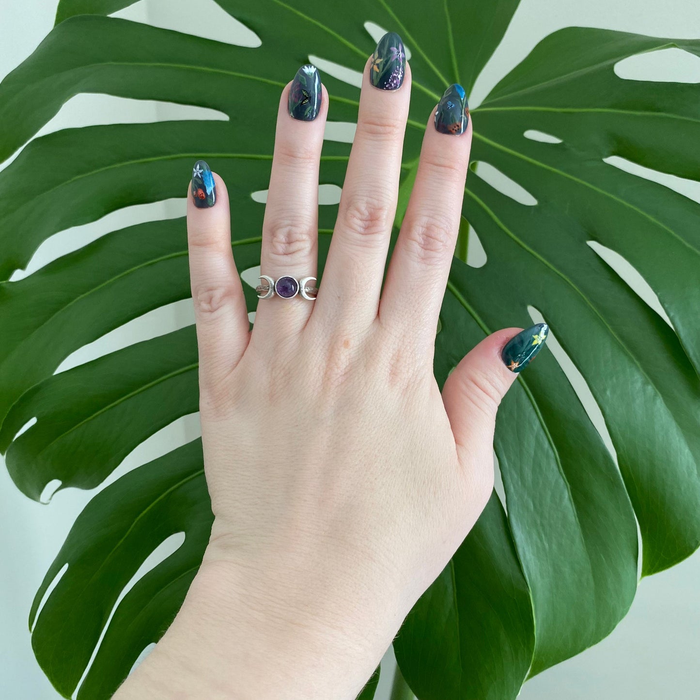 Amethyst Triple Moon Ring