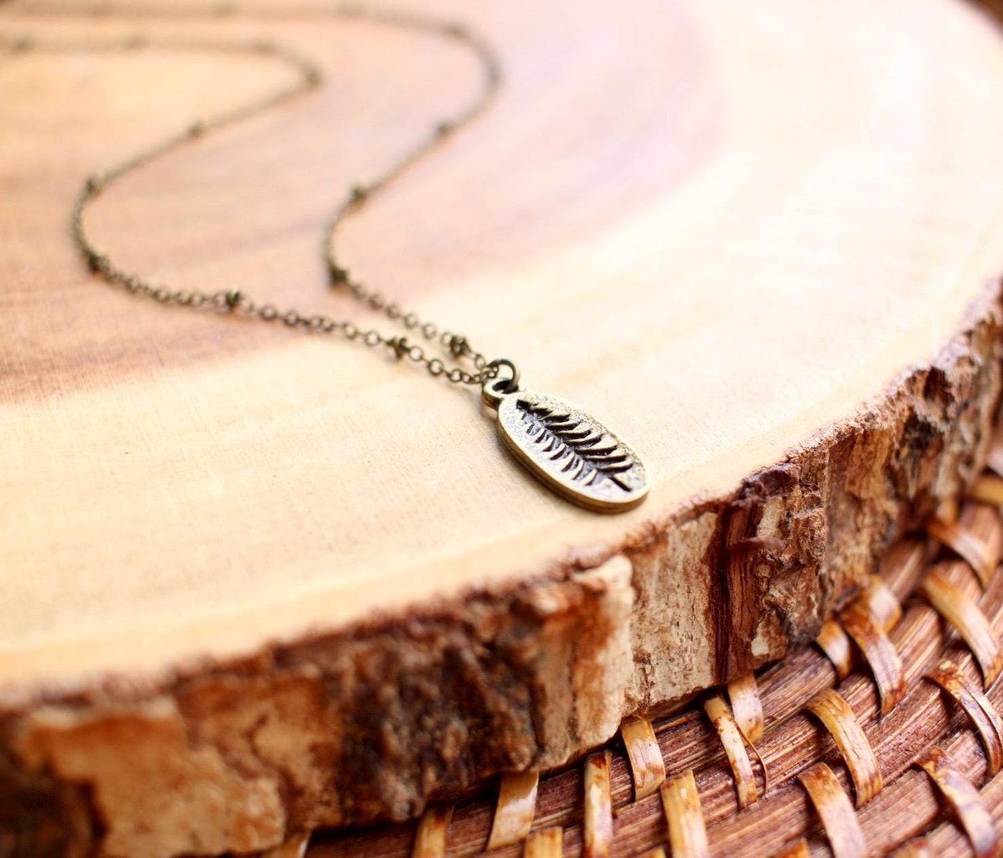 Dainty Bronze Pine Tree Charm Necklace
