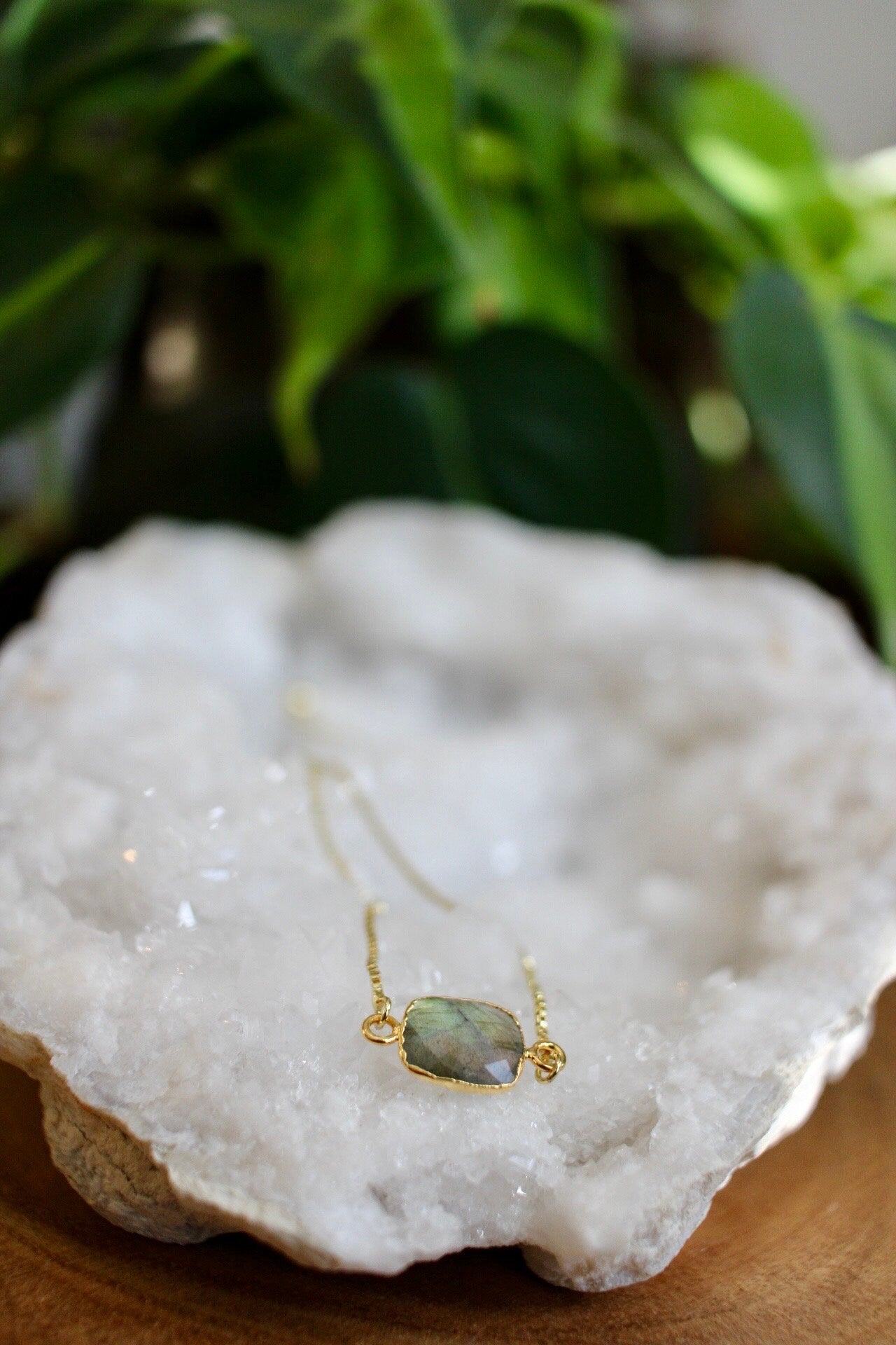 Gold Electroplated Labradorite Bracelet
