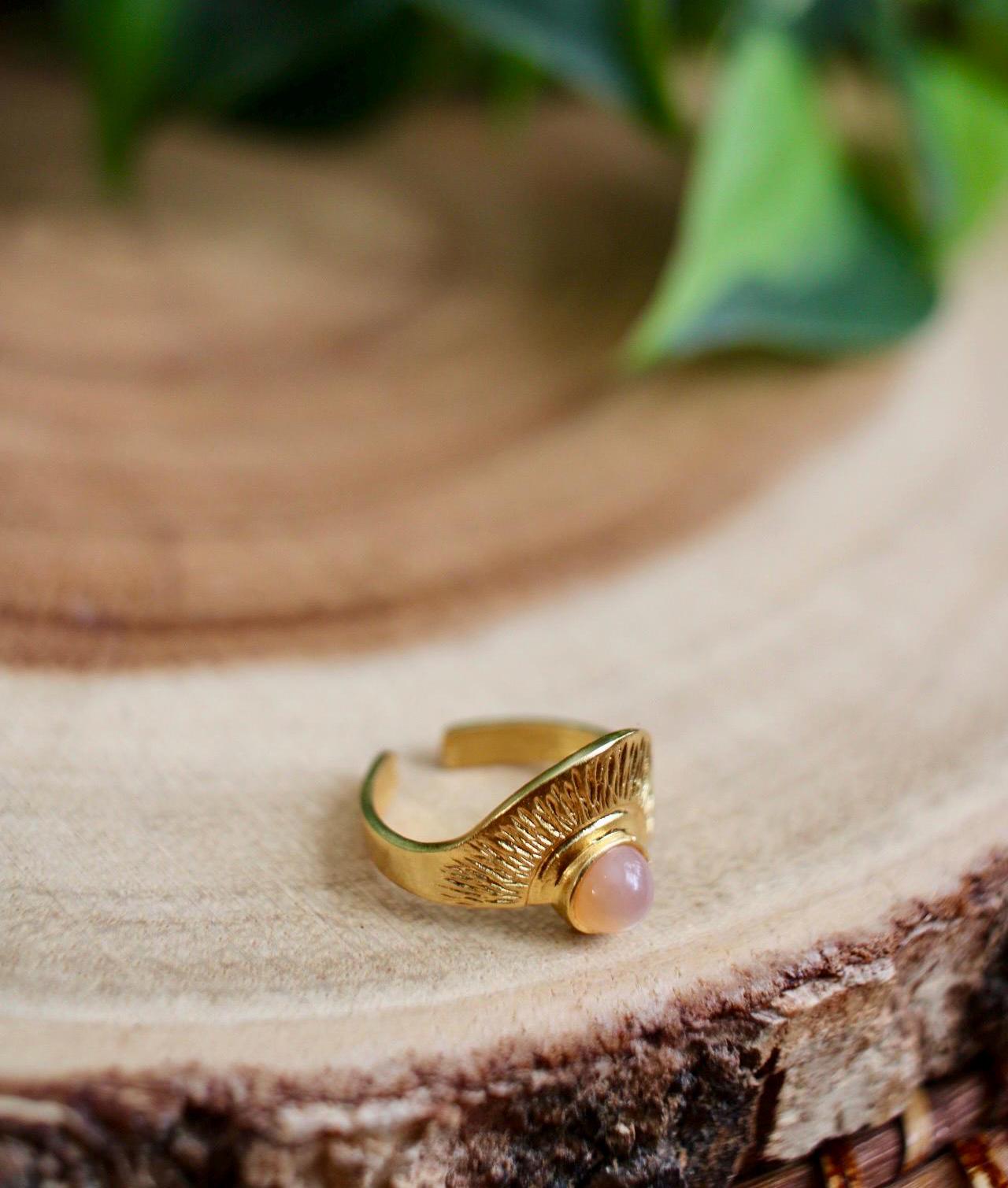 Peach Moonstone Sun Ring