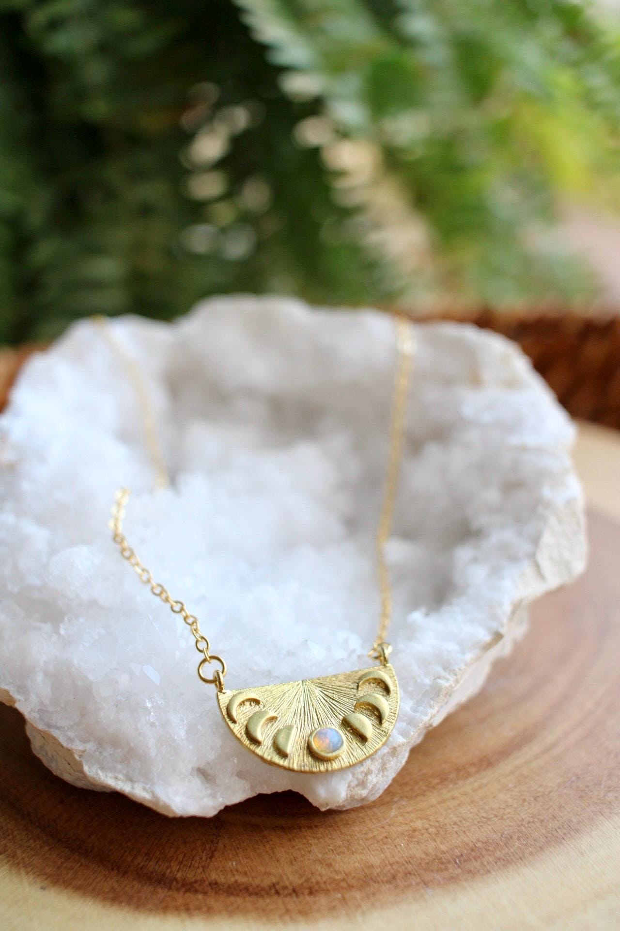 Opal Moon Phase Necklace