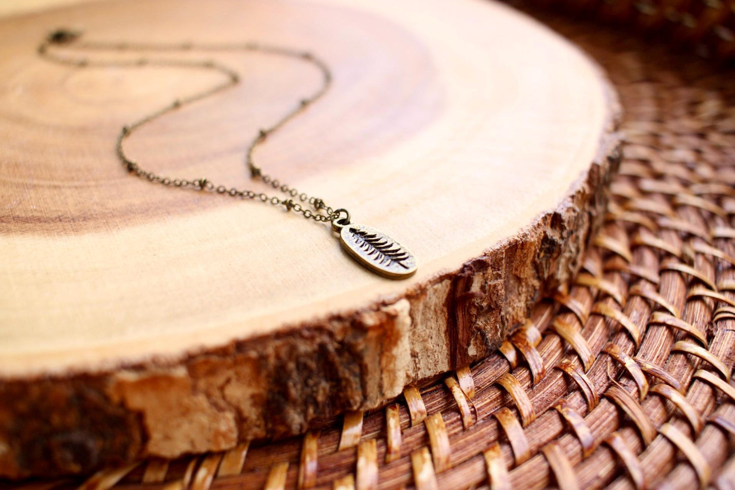 Dainty Bronze Pine Tree Charm Necklace