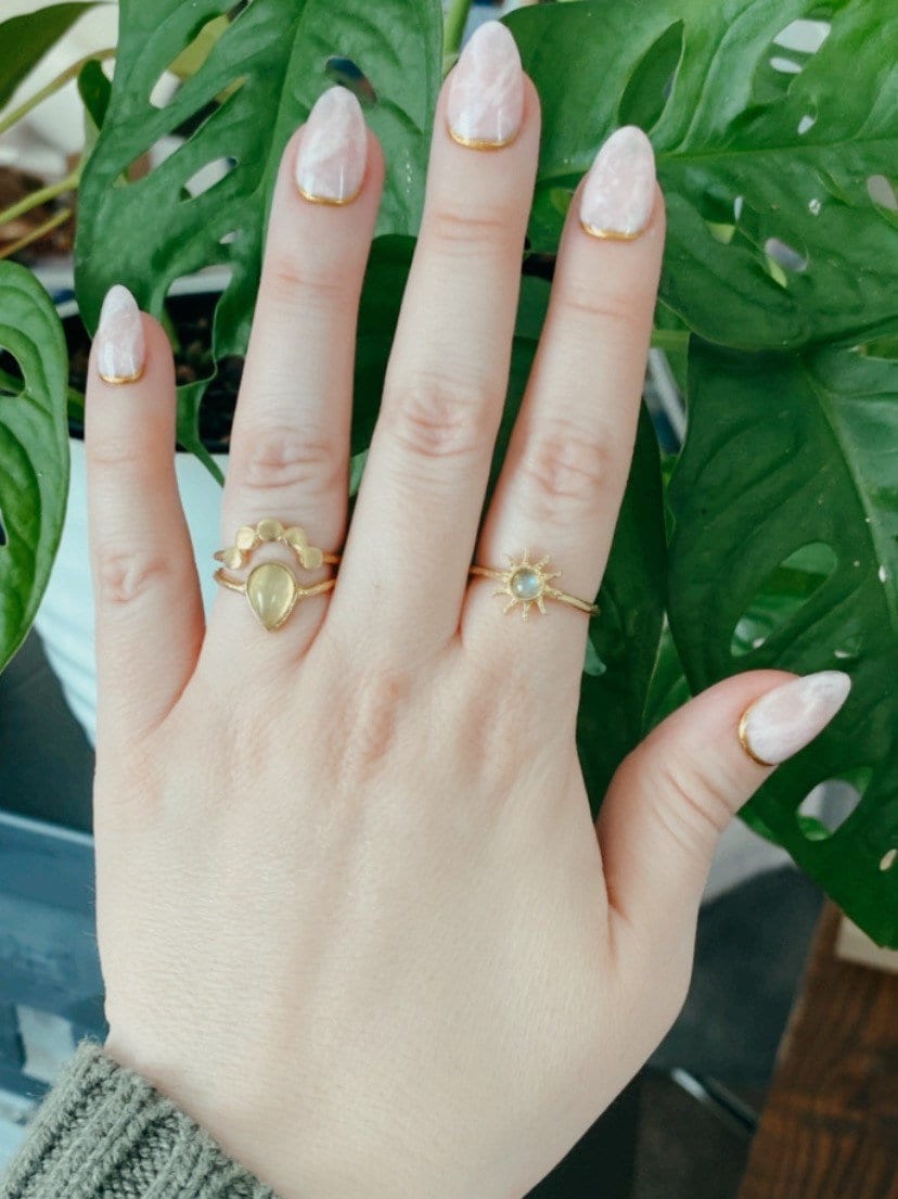 Dainty Sun Labradorite Ring