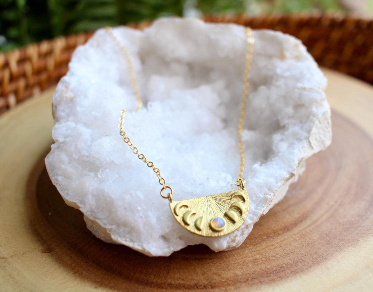 Opal Moon Phase Necklace