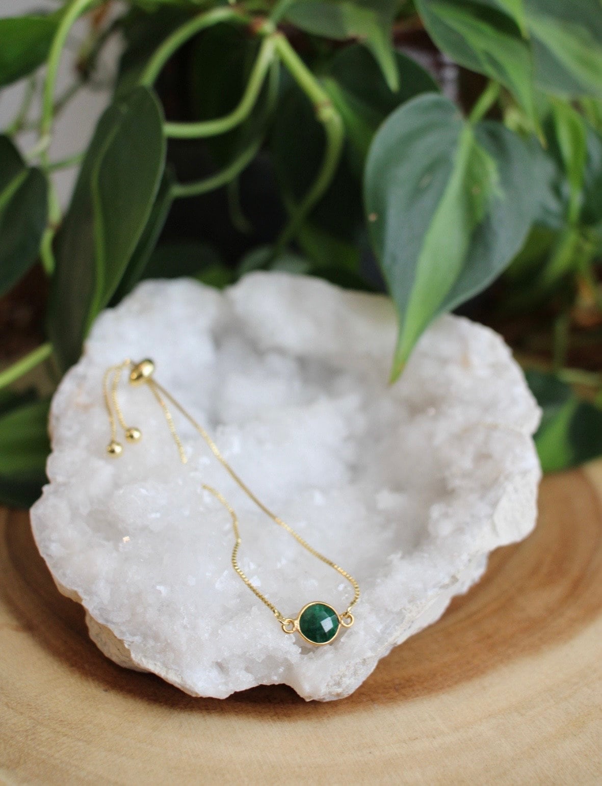 Dainty Gold Emerald  Bracelet