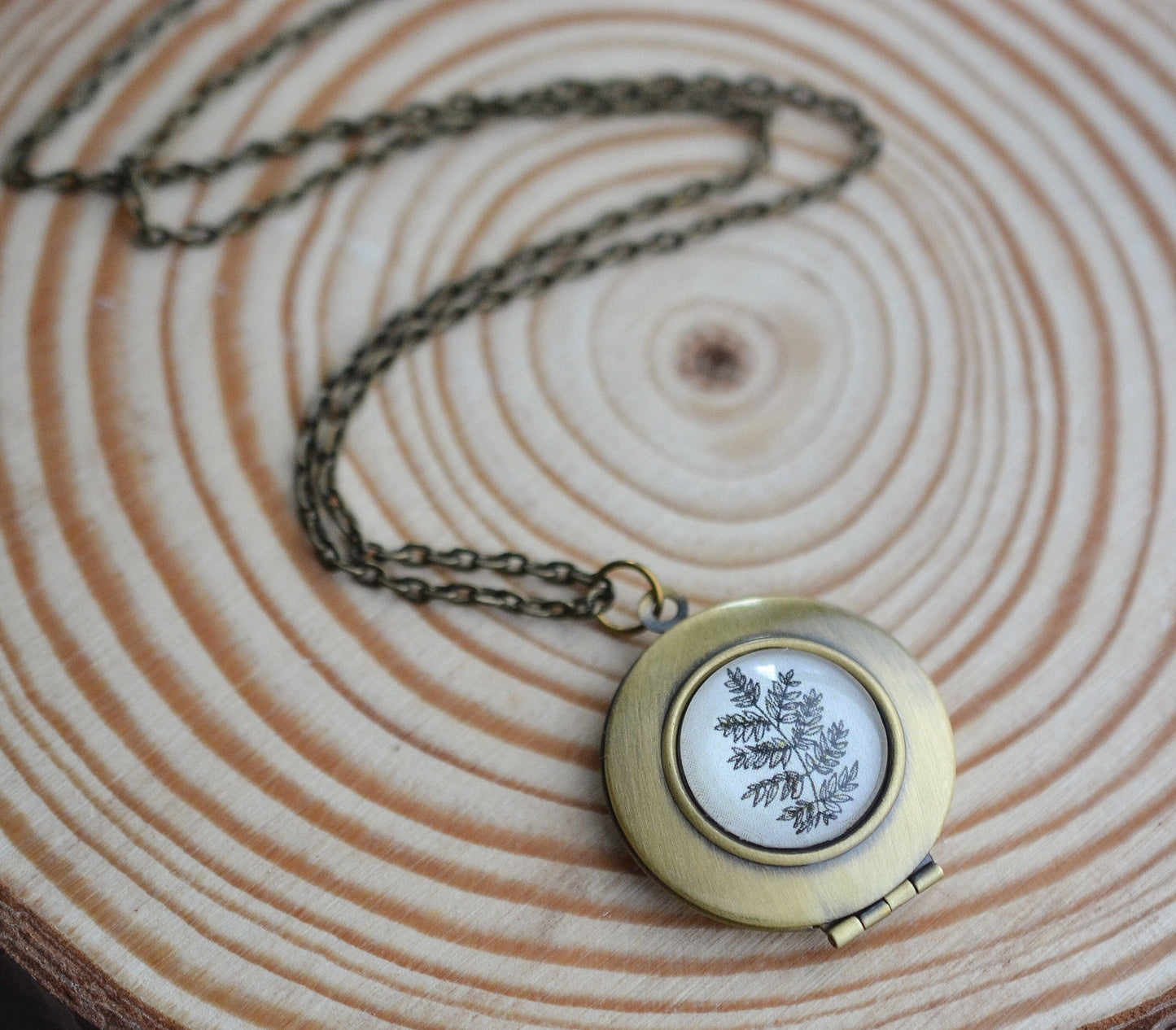 Fern Plant Photo Locket Necklace