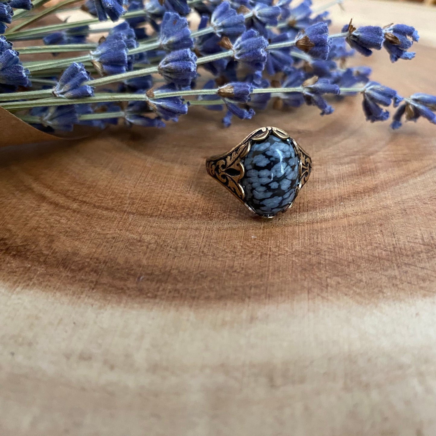 Snowflake Obsidian Ring