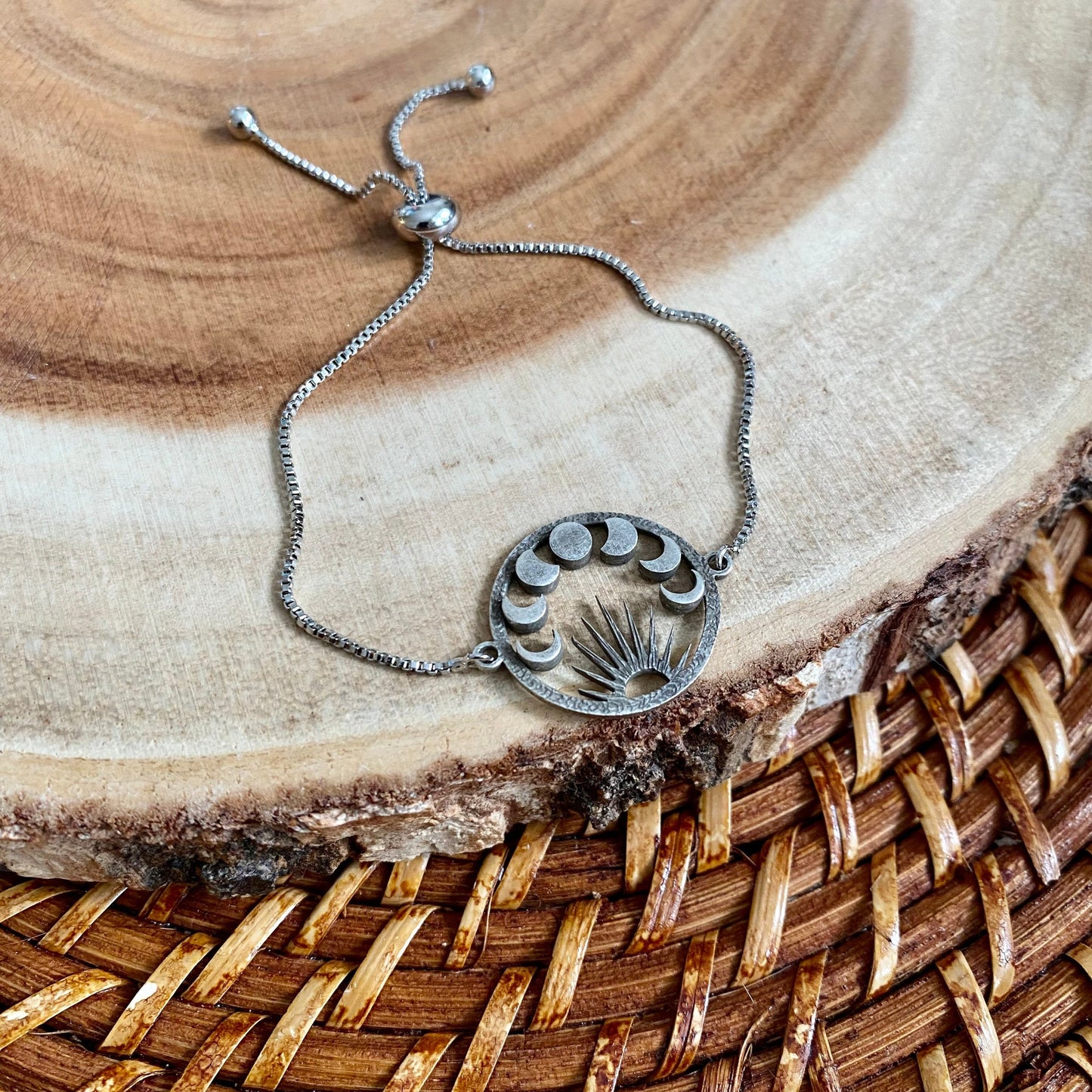 Sun and Moon Phases Silver Bracelet