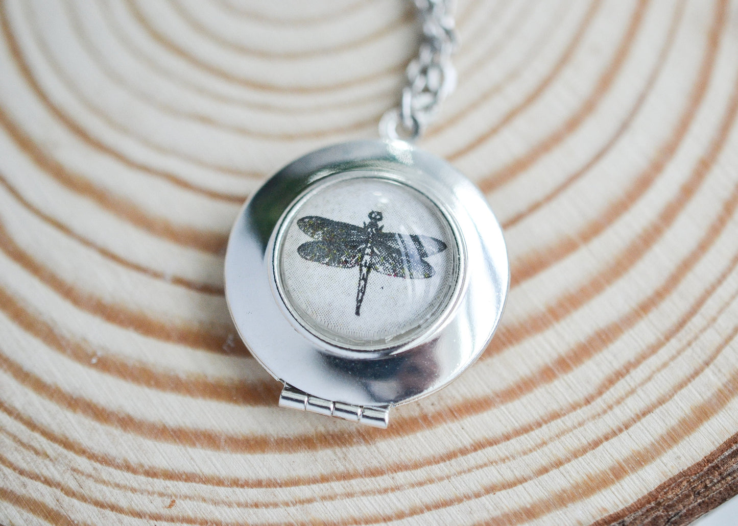 Dragonfly Locket Photo Necklace