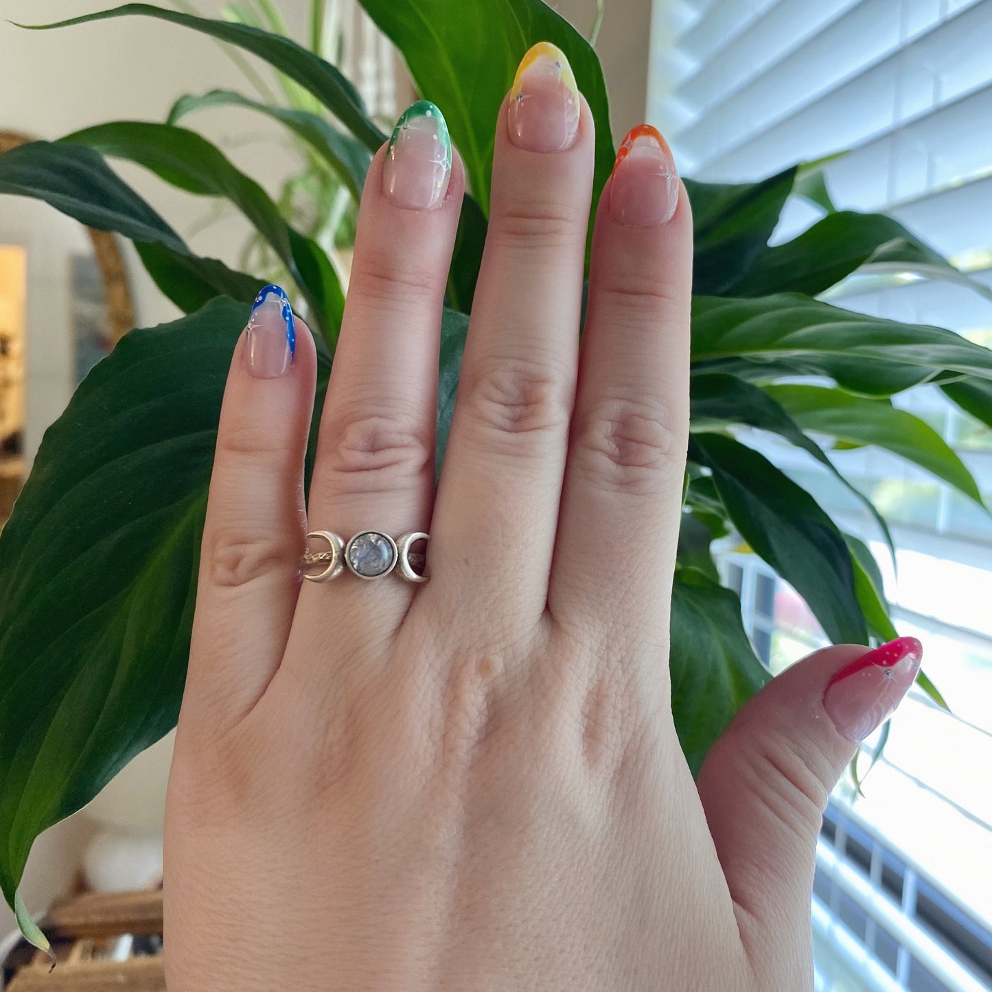 Moonstone Triple Moon Ring
