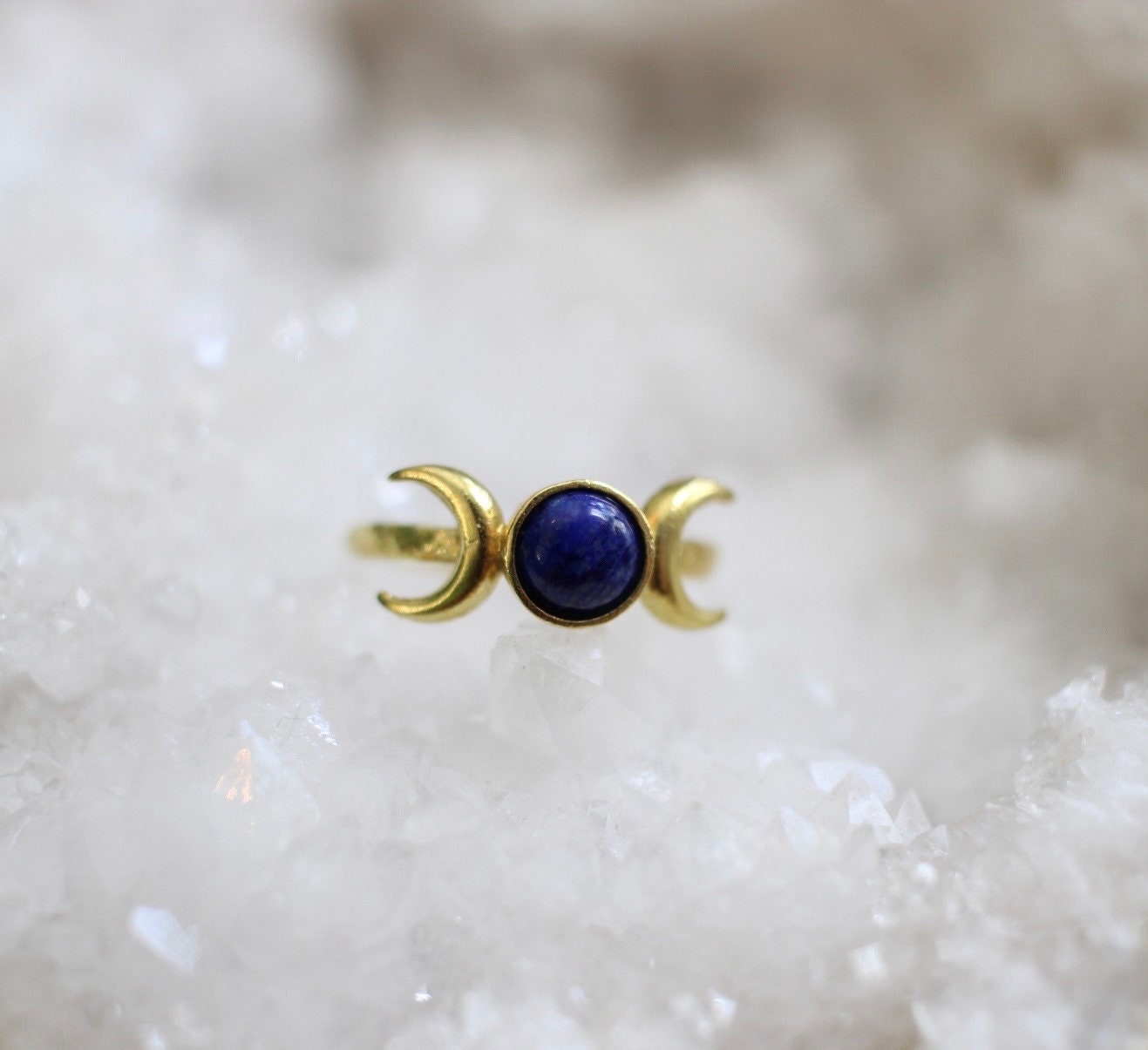 Lapis Lazuli Triple Moon Ring