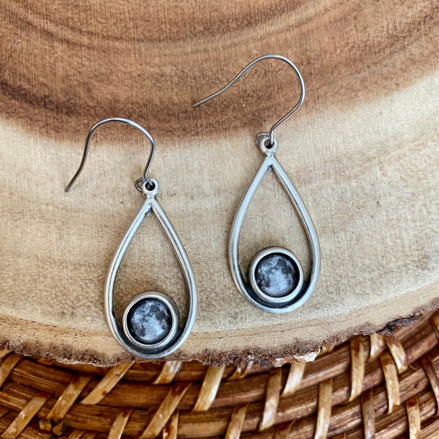 Full Moon Dangle Drop Earrings