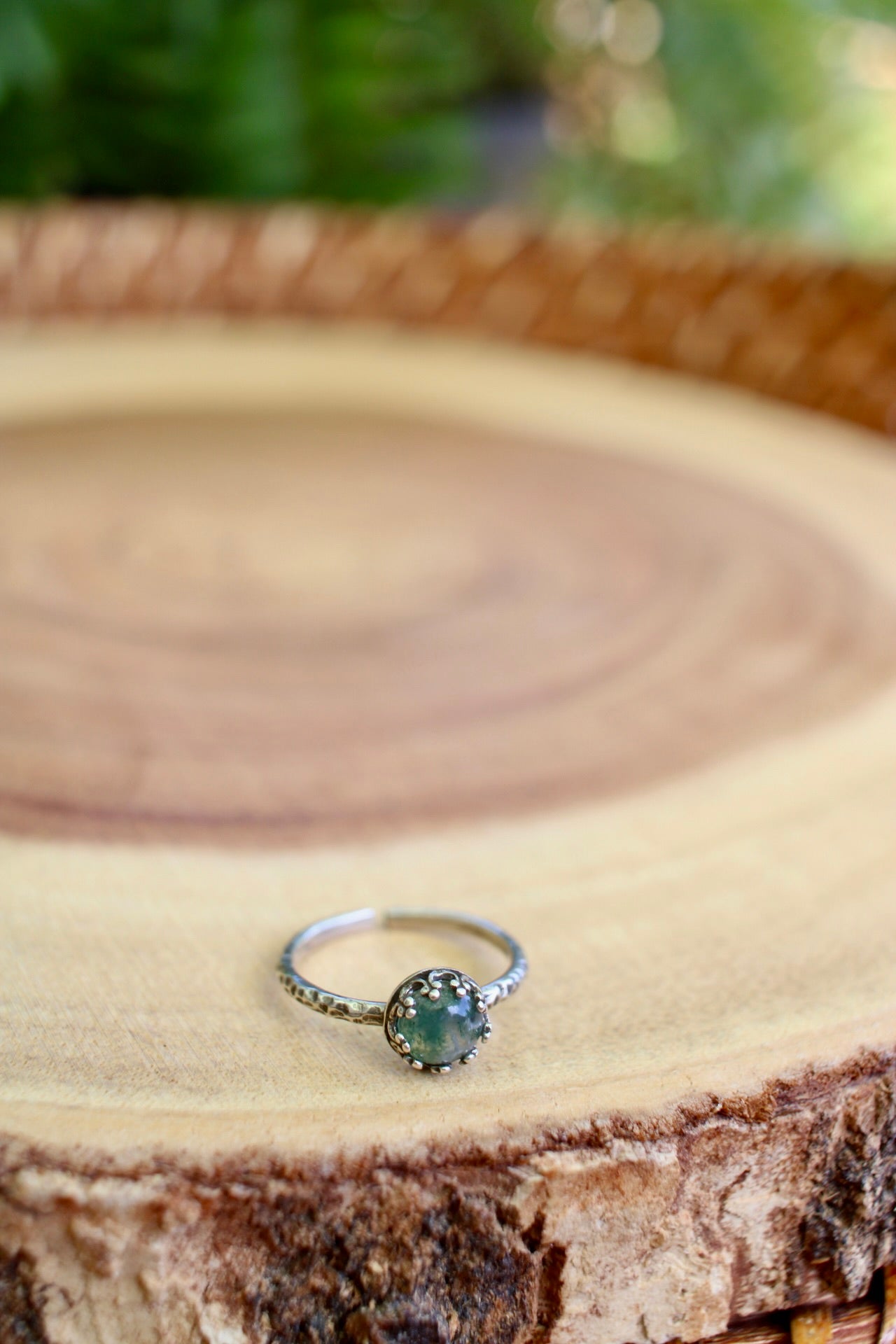 Dainty Moss Agate Ring