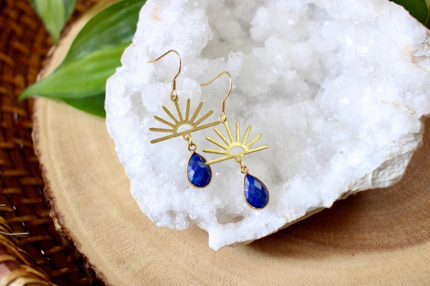 Lapis Lazuli Sun Dangle Earrings
