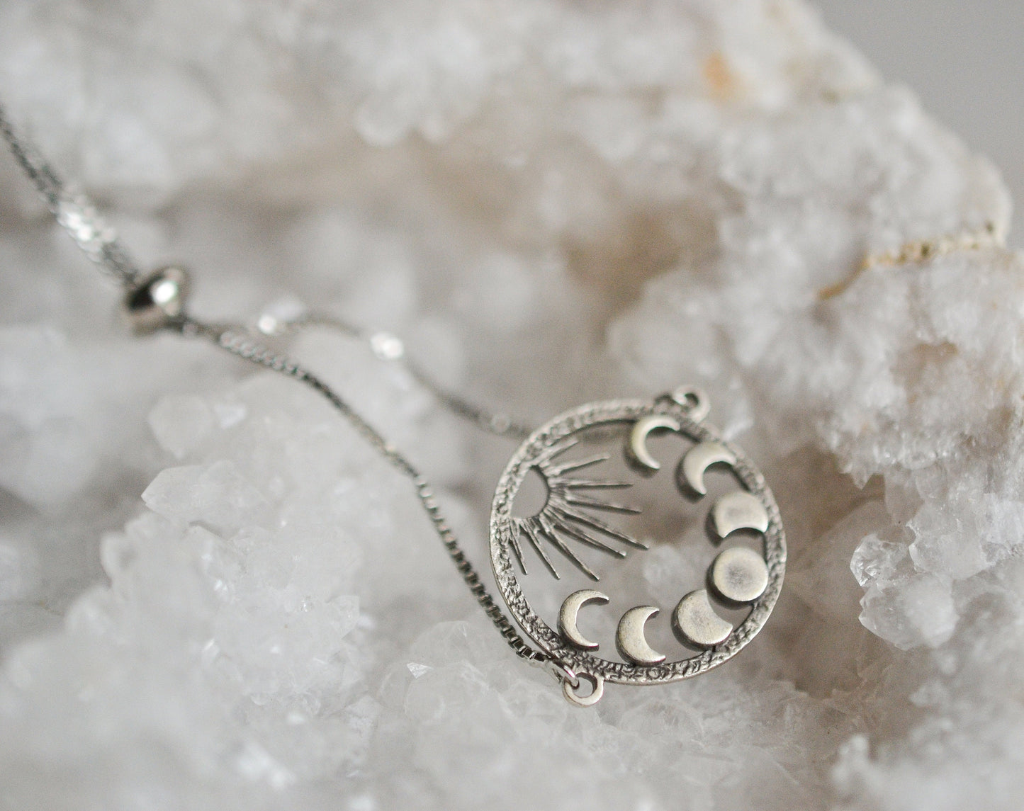 Sun and Moon Phases Silver Bracelet