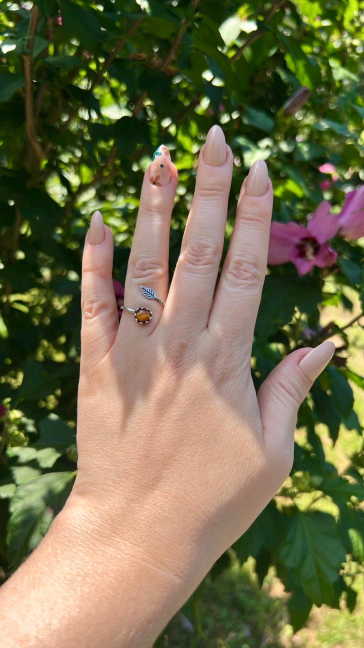 Tigers Eye Leaf Ring