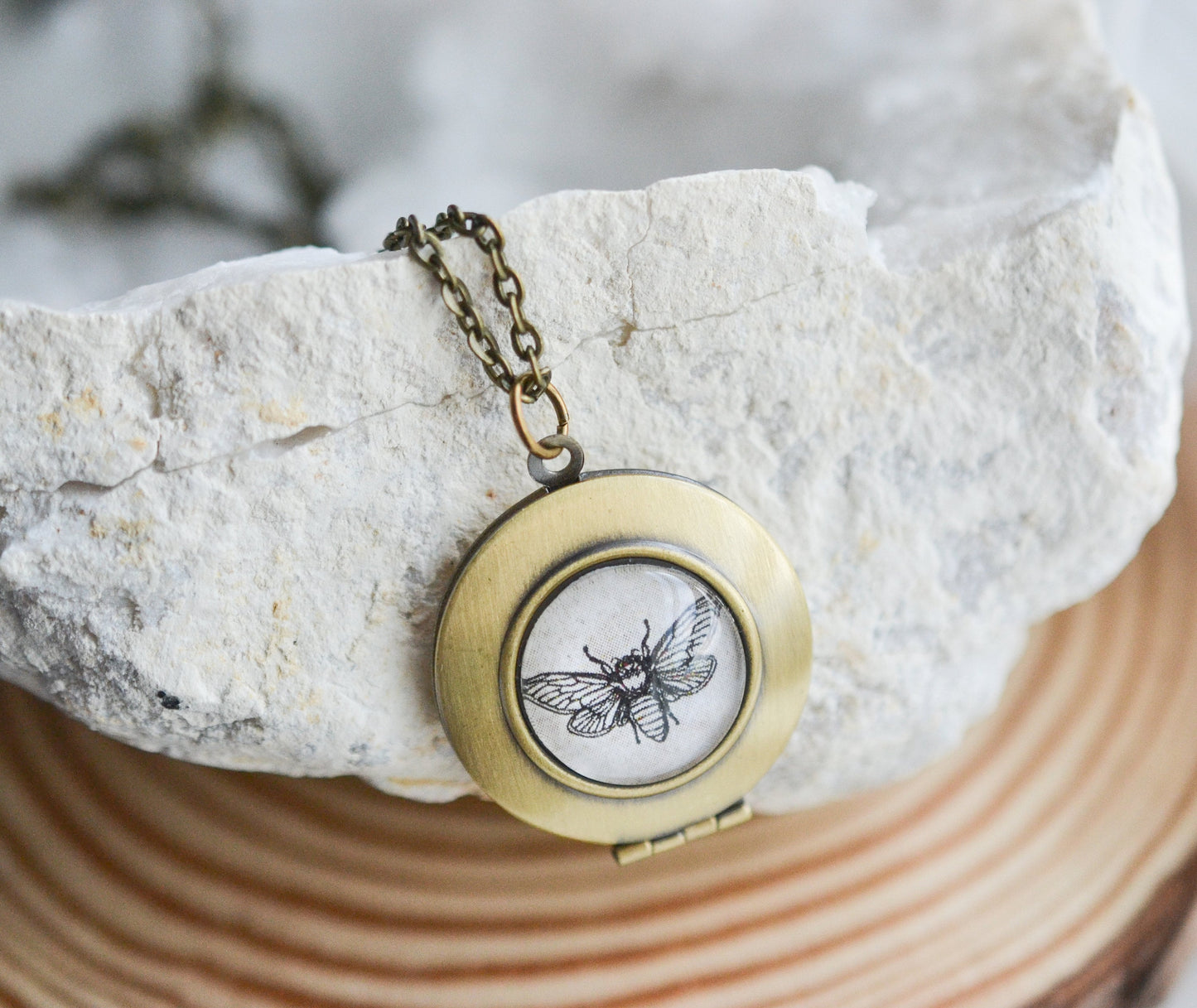 Bee Photo Locket Necklace