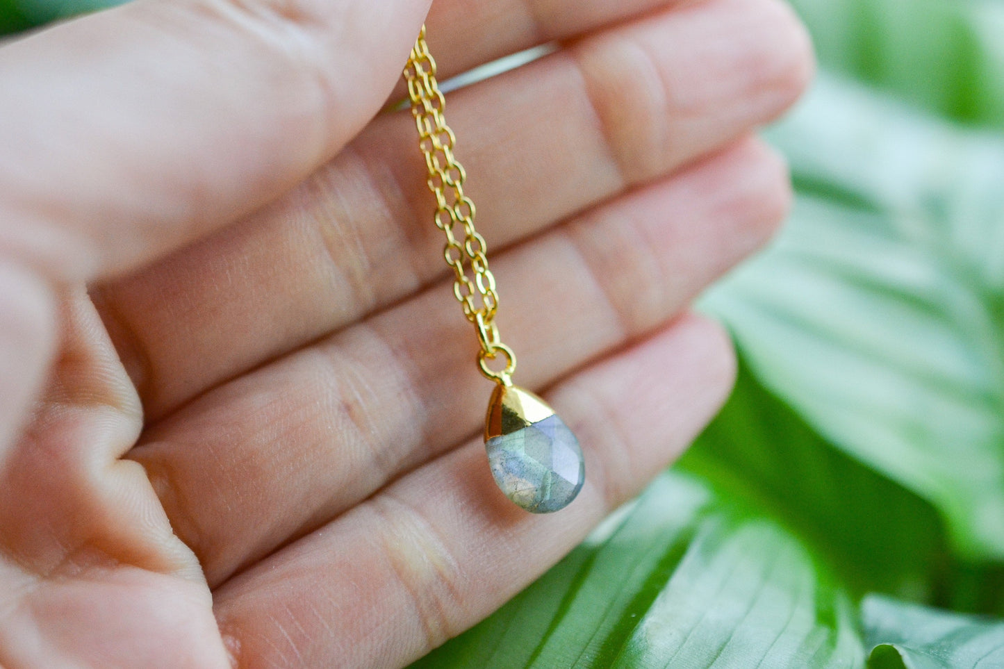 Dainty Gold Labradorite Necklace