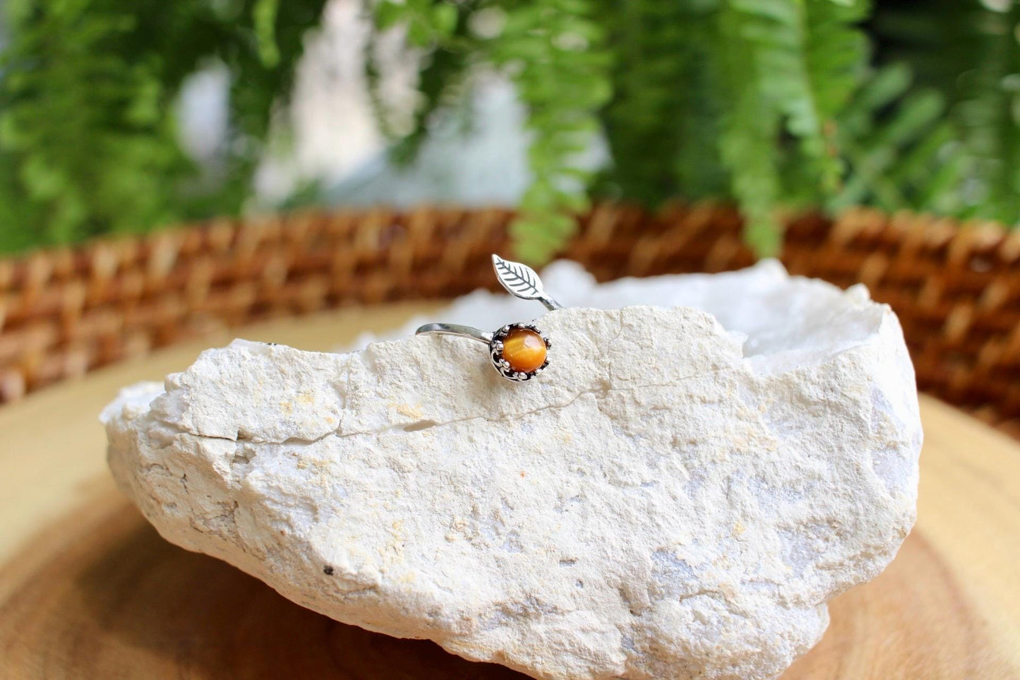 Tigers Eye Leaf Ring